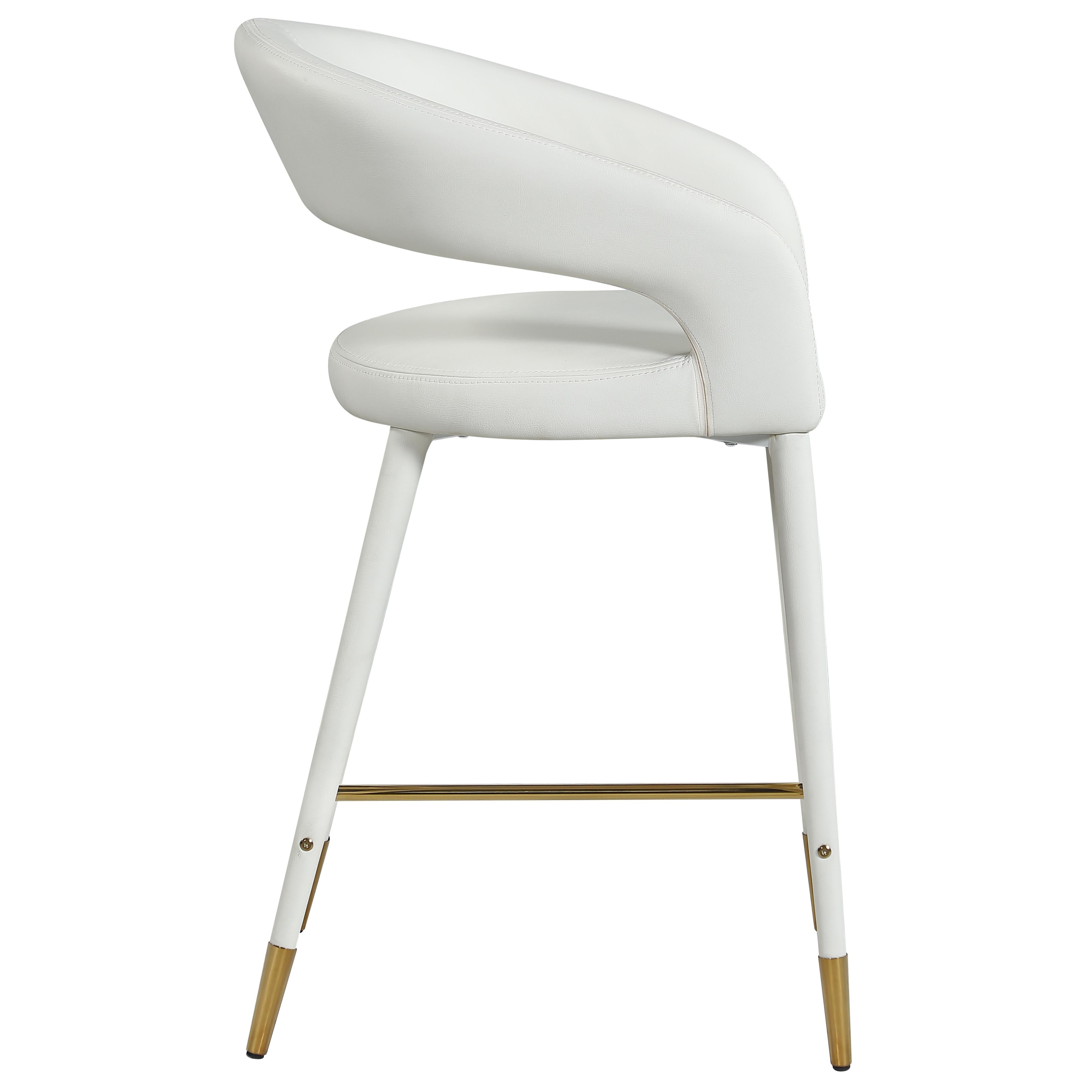 Meridian Destiny White Vegan Leather Stool
