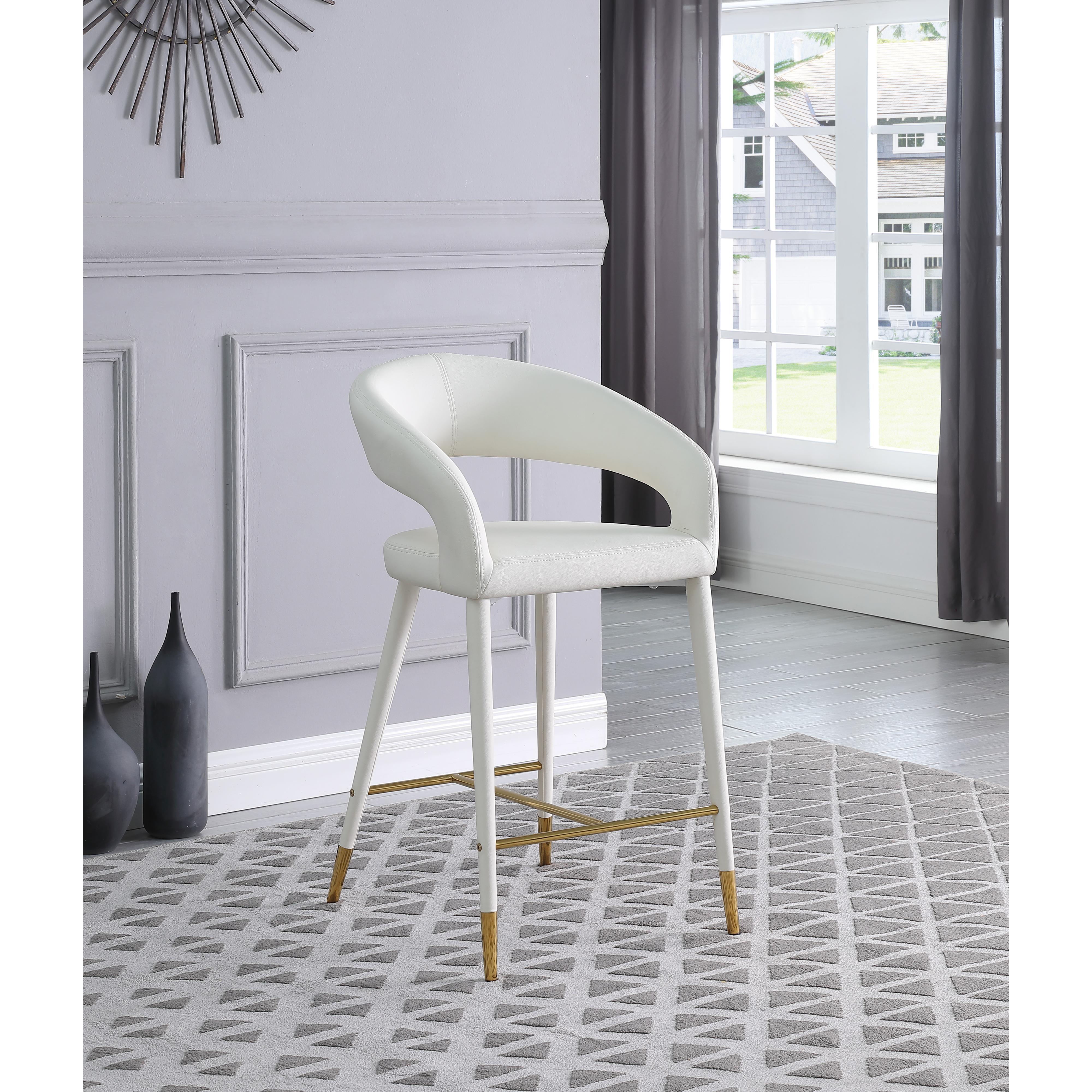 Meridian Destiny White Vegan Leather Stool