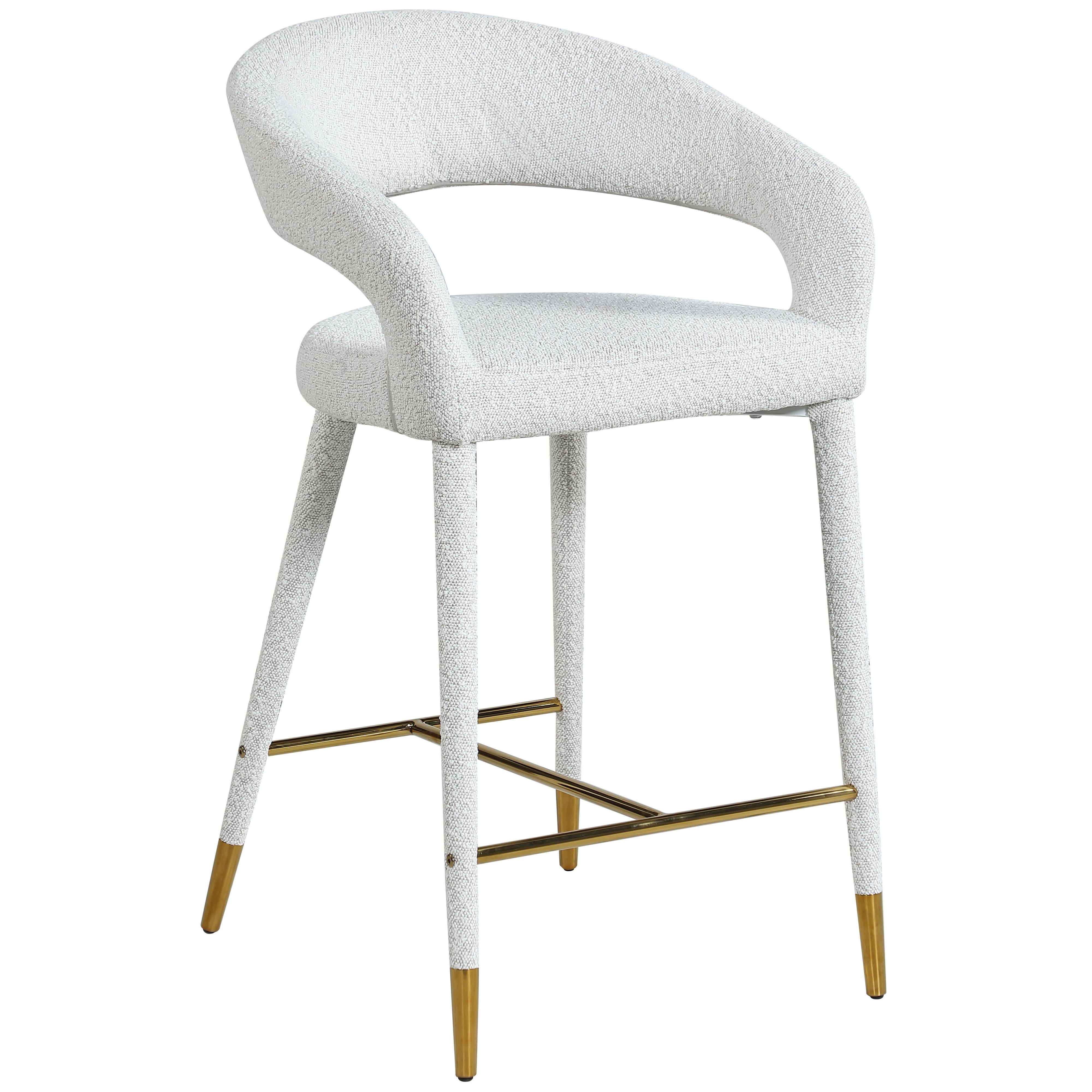 Meridian Destiny Cream Fabric Stool