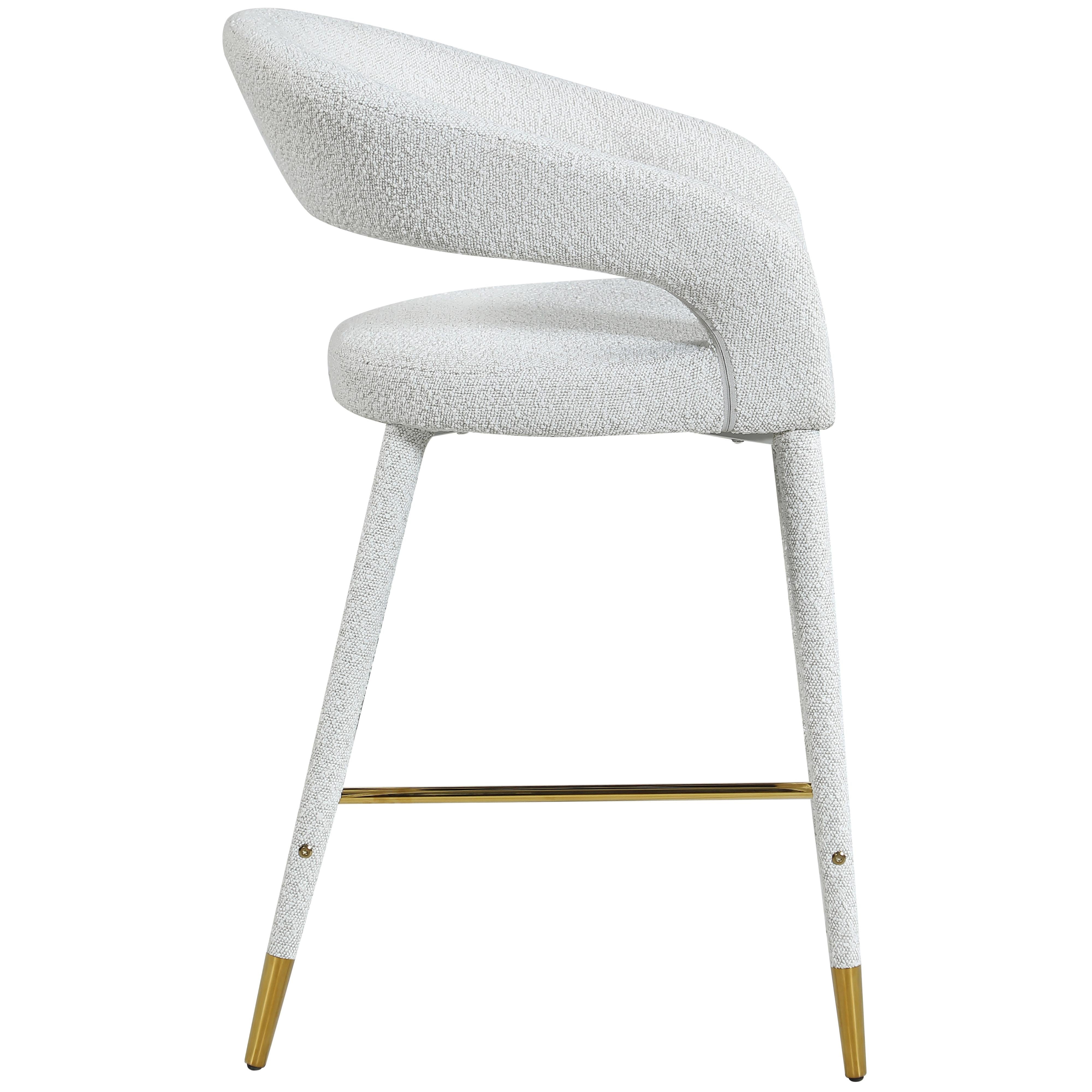 Meridian Destiny Cream Fabric Stool
