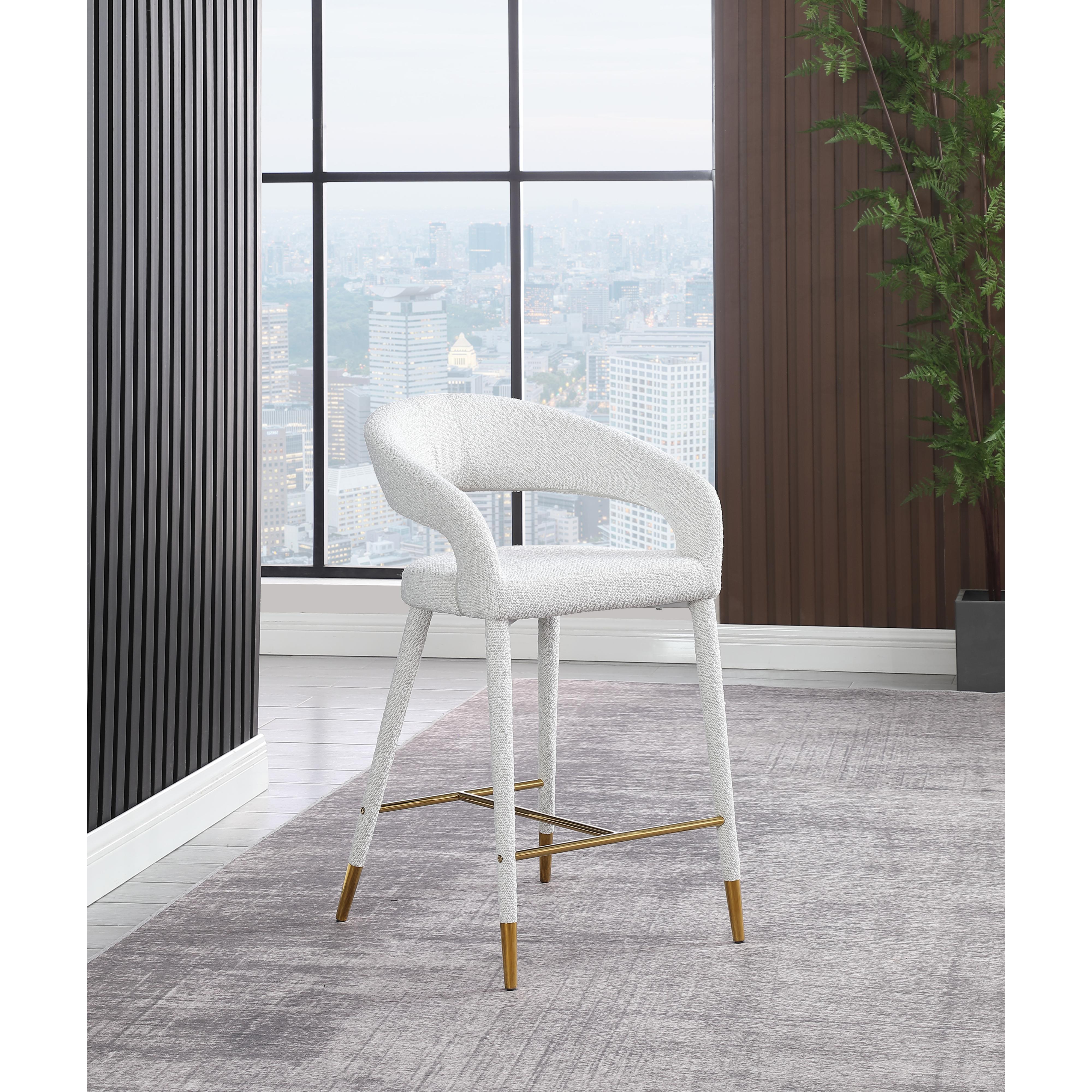 Meridian Destiny Cream Fabric Stool