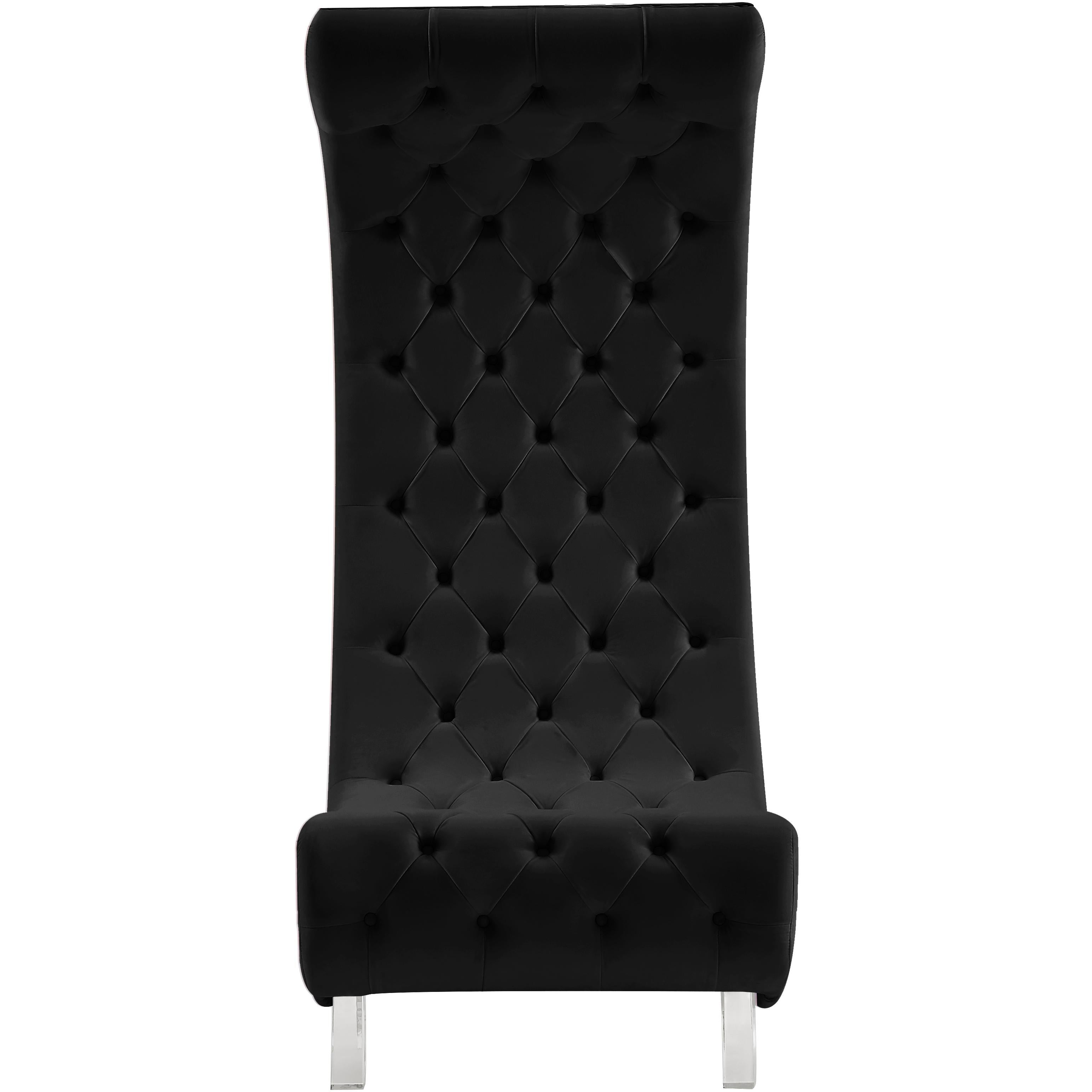 Meridian Crescent Black Velvet Accent Chair