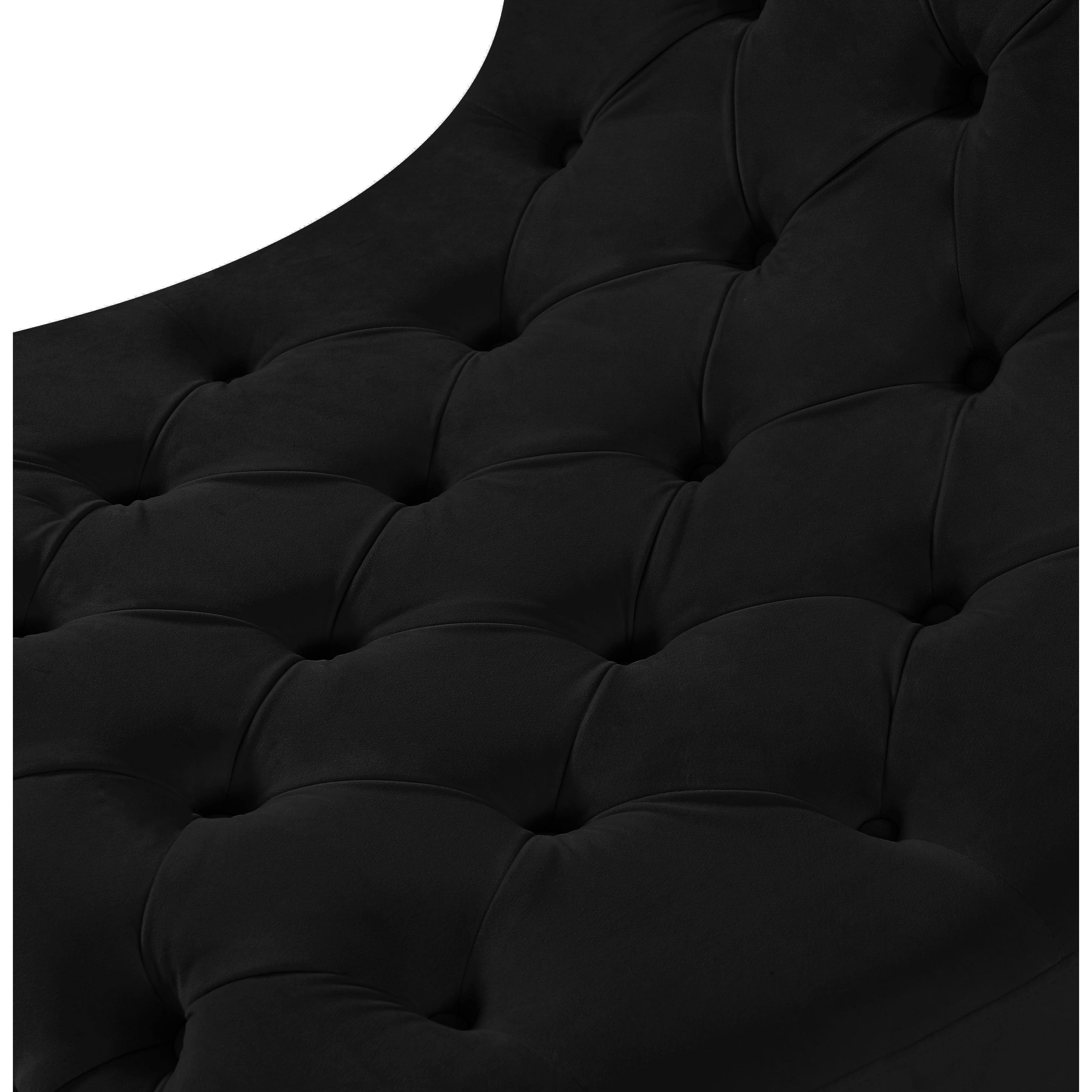 Meridian Crescent Black Velvet Accent Chair