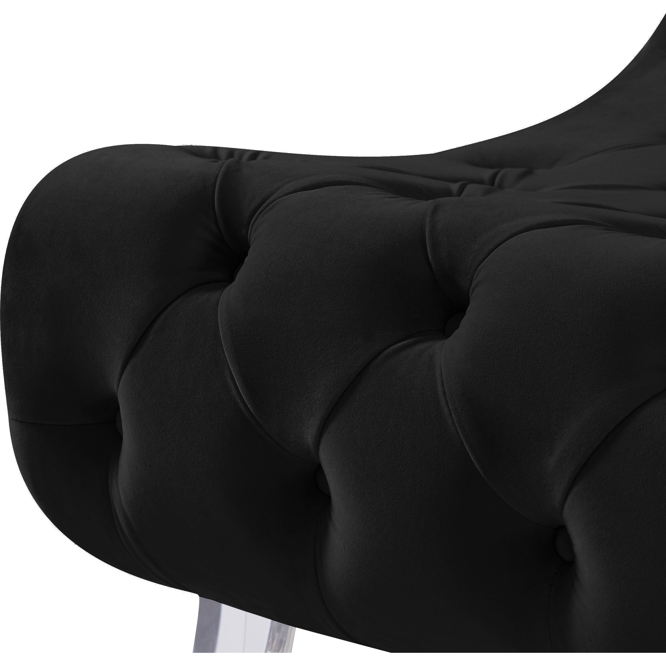 Meridian Crescent Black Velvet Accent Chair