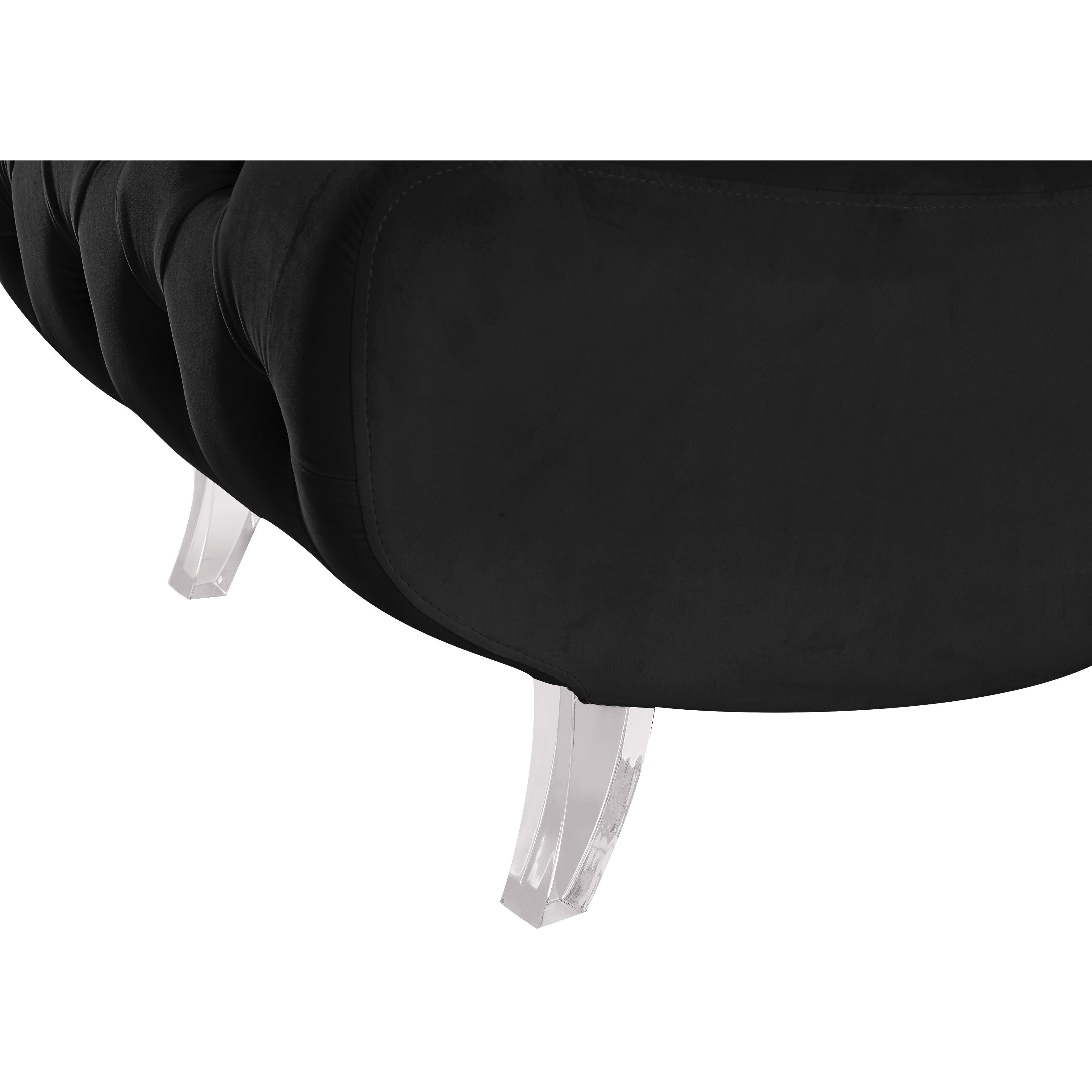 Meridian Crescent Black Velvet Accent Chair