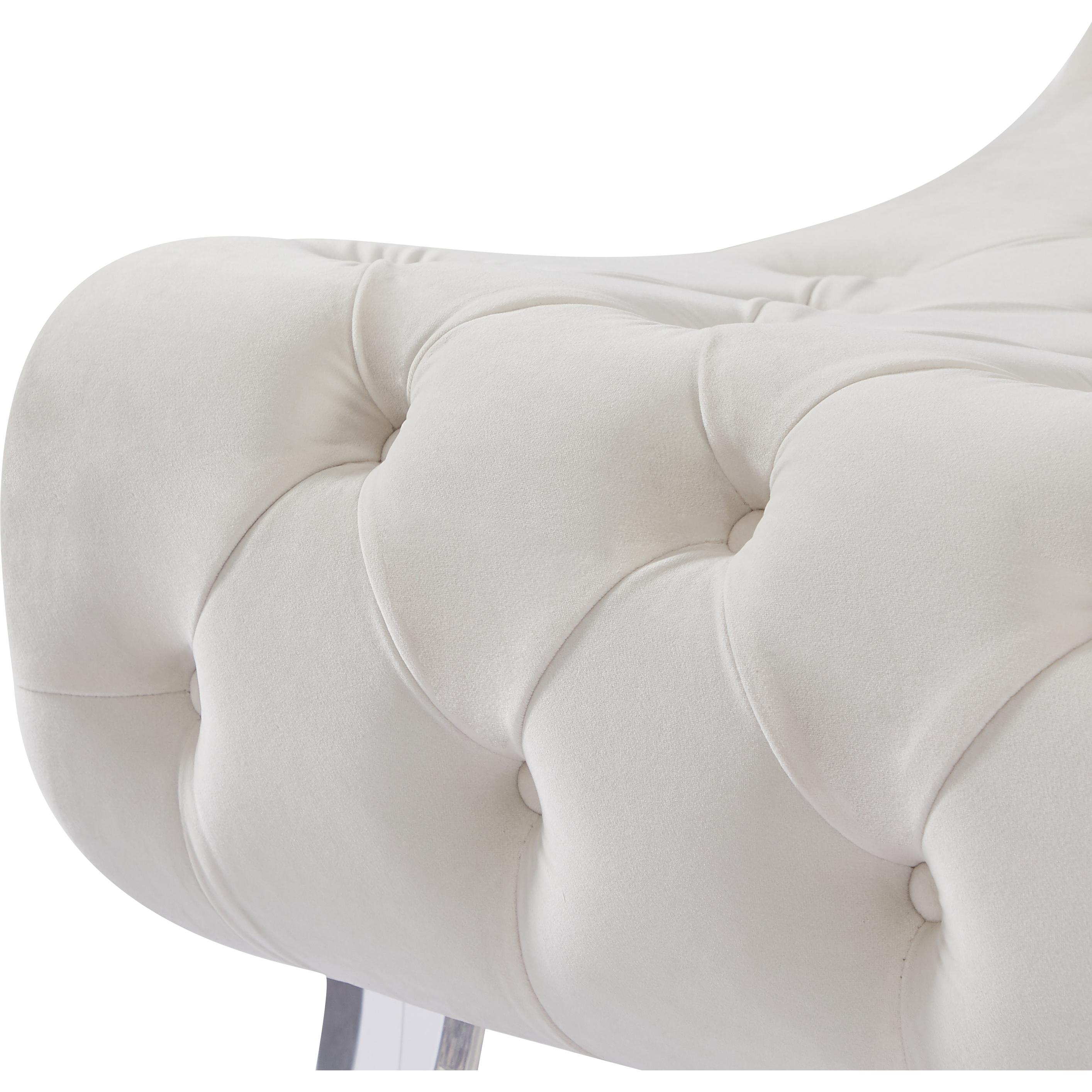 Meridian Crescent Cream Velvet Accent Chair