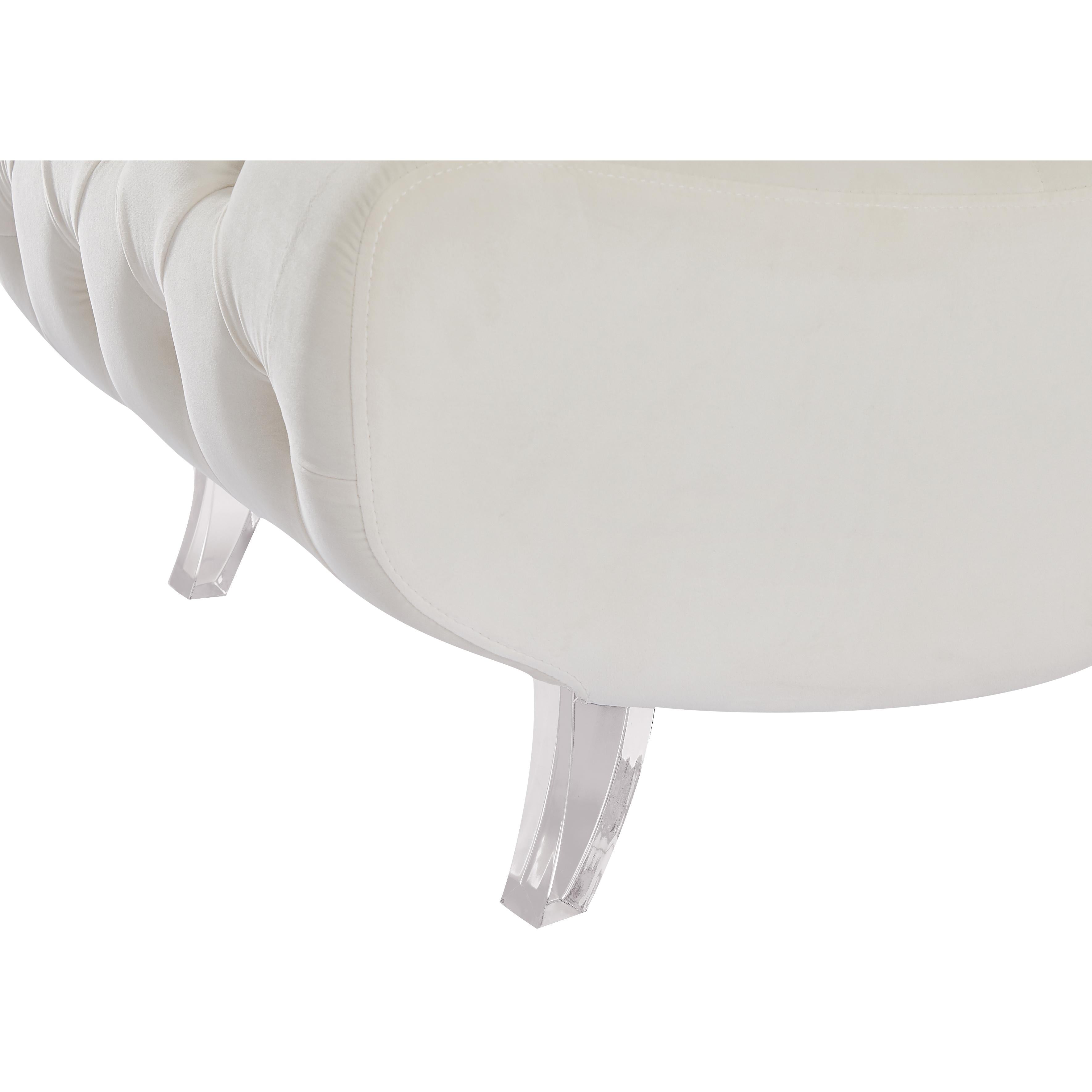 Meridian Crescent Cream Velvet Accent Chair