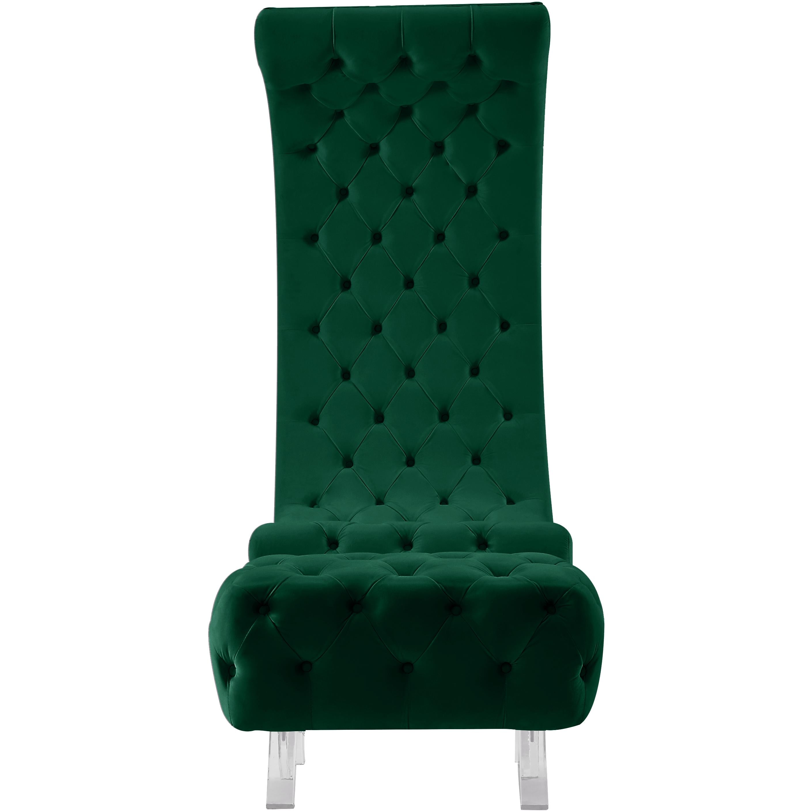 Meridian Crescent Green Velvet Accent Chair
