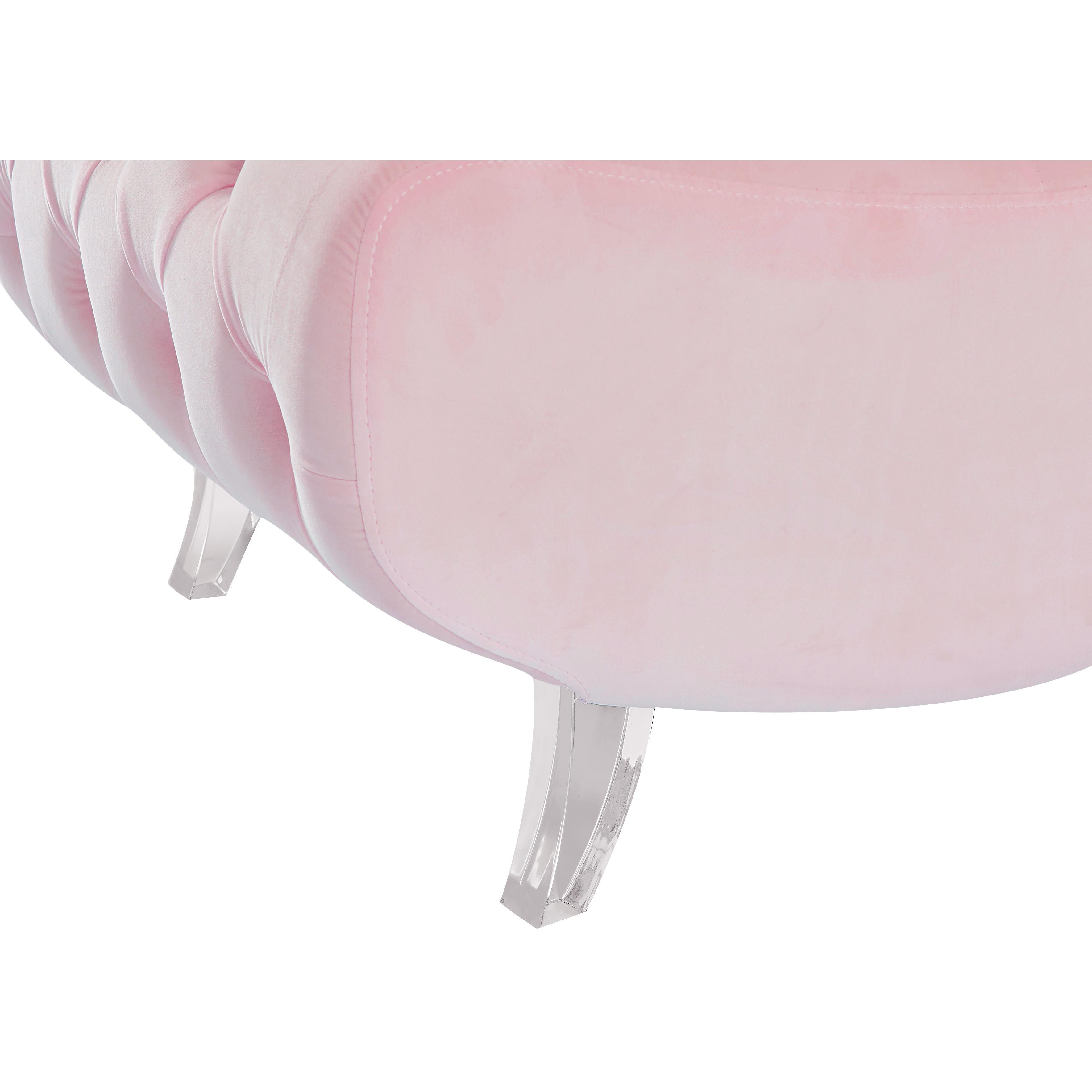 Meridian Crescent Pink Velvet Accent Chair