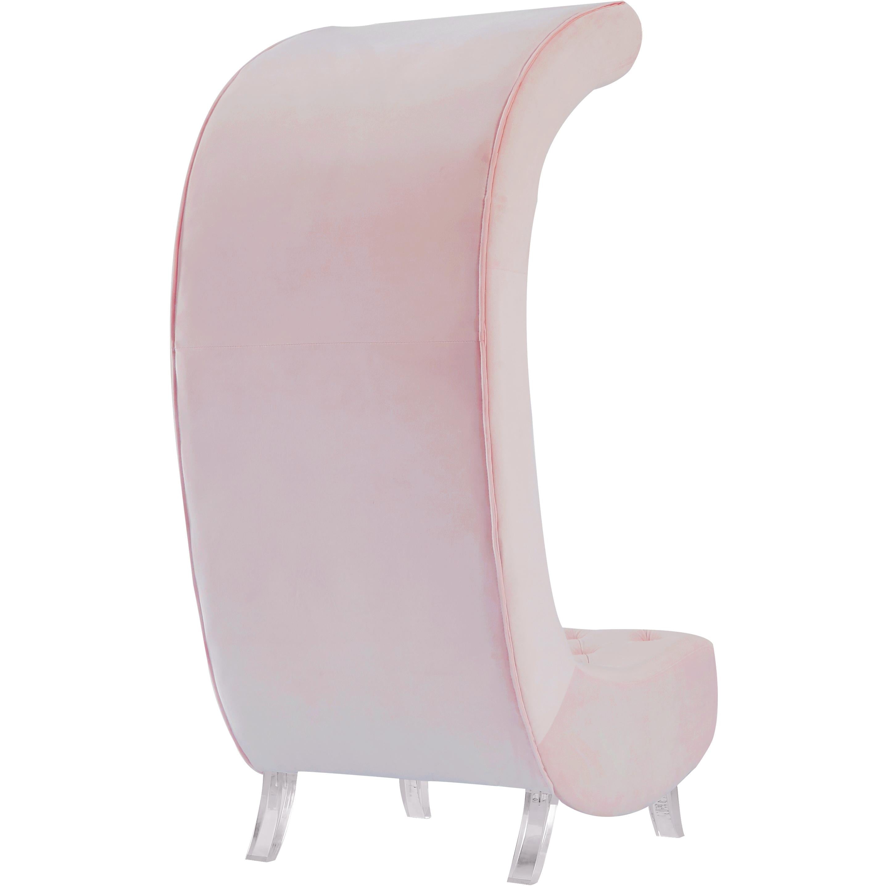 Meridian Crescent Pink Velvet Accent Chair