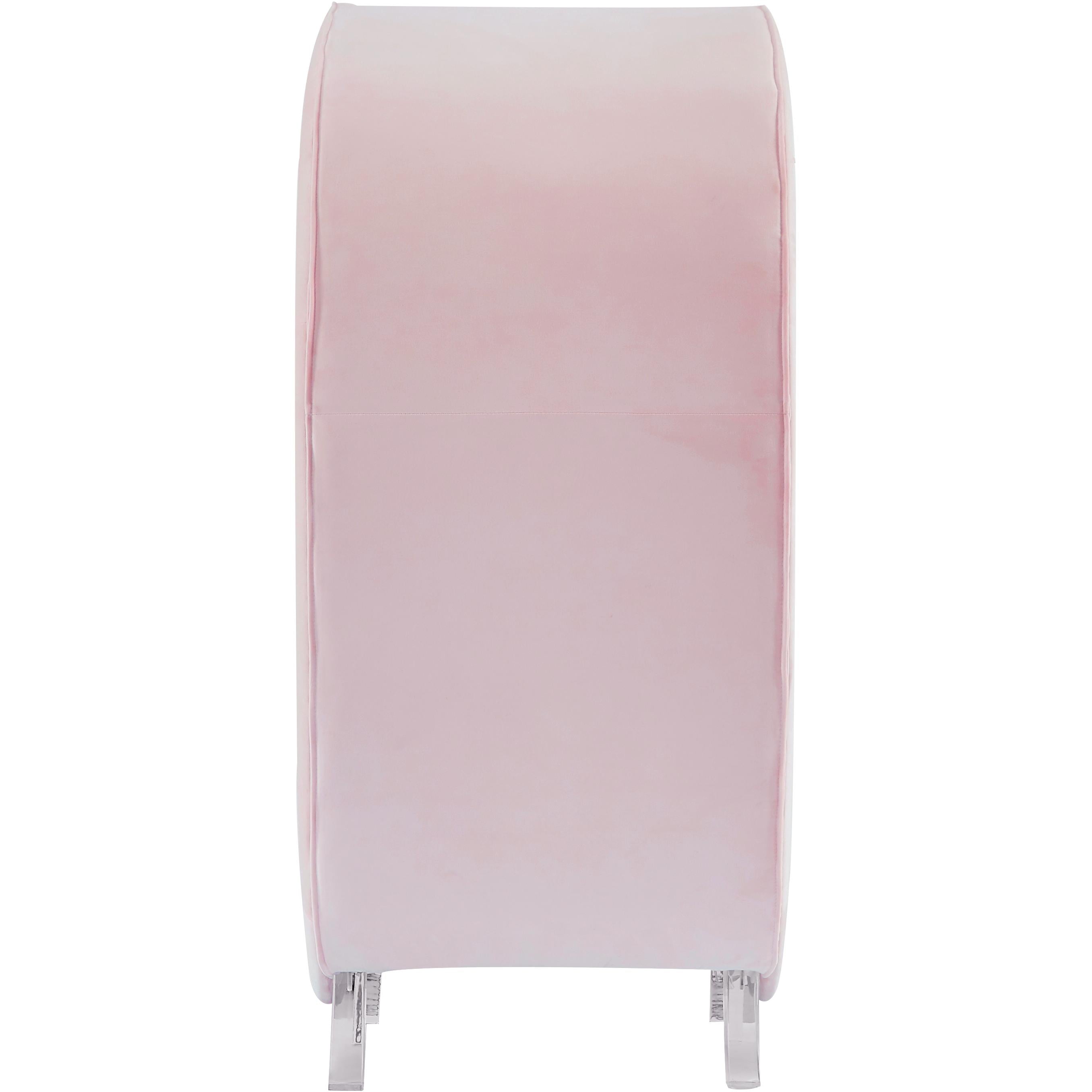 Meridian Crescent Pink Velvet Accent Chair