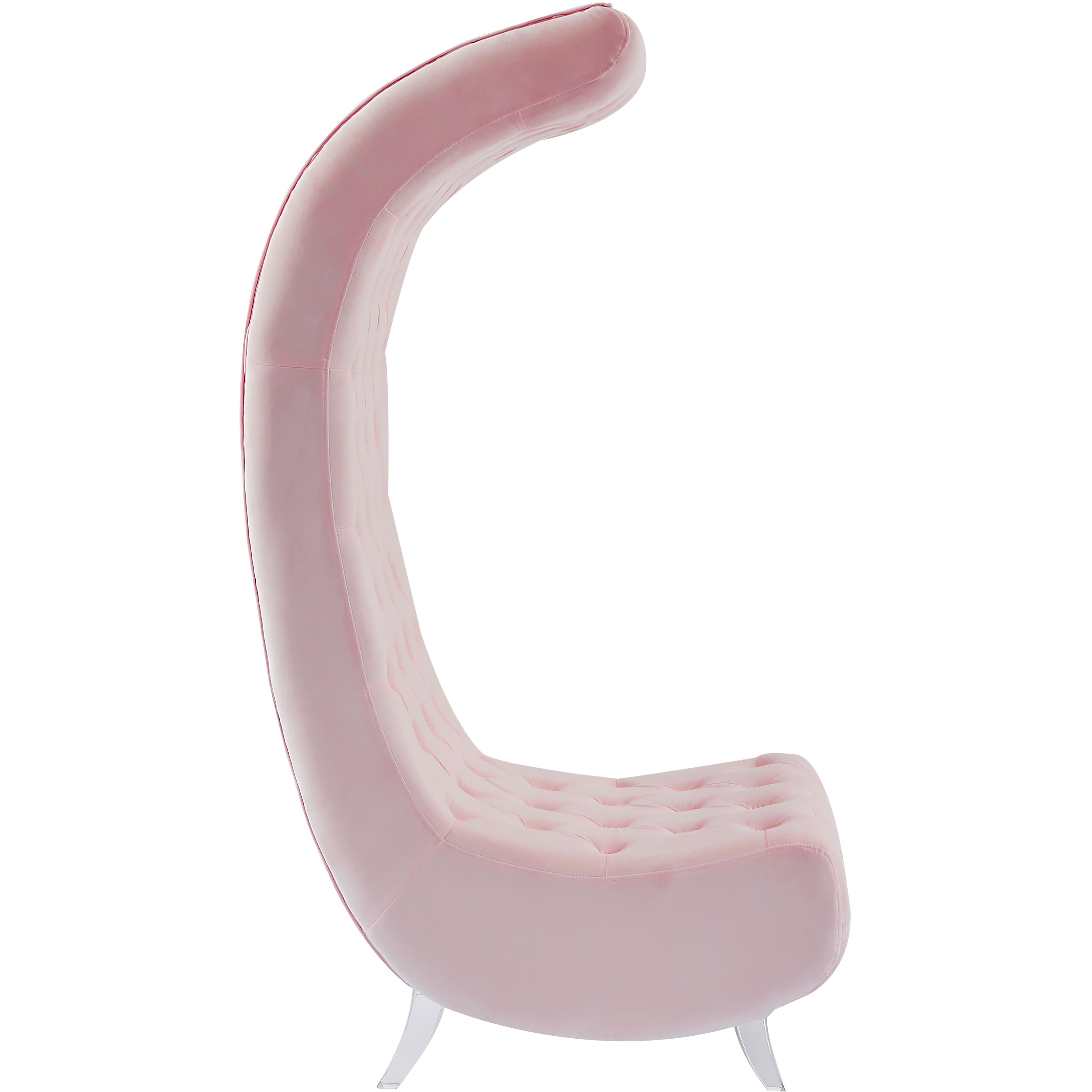 Meridian Crescent Pink Velvet Accent Chair