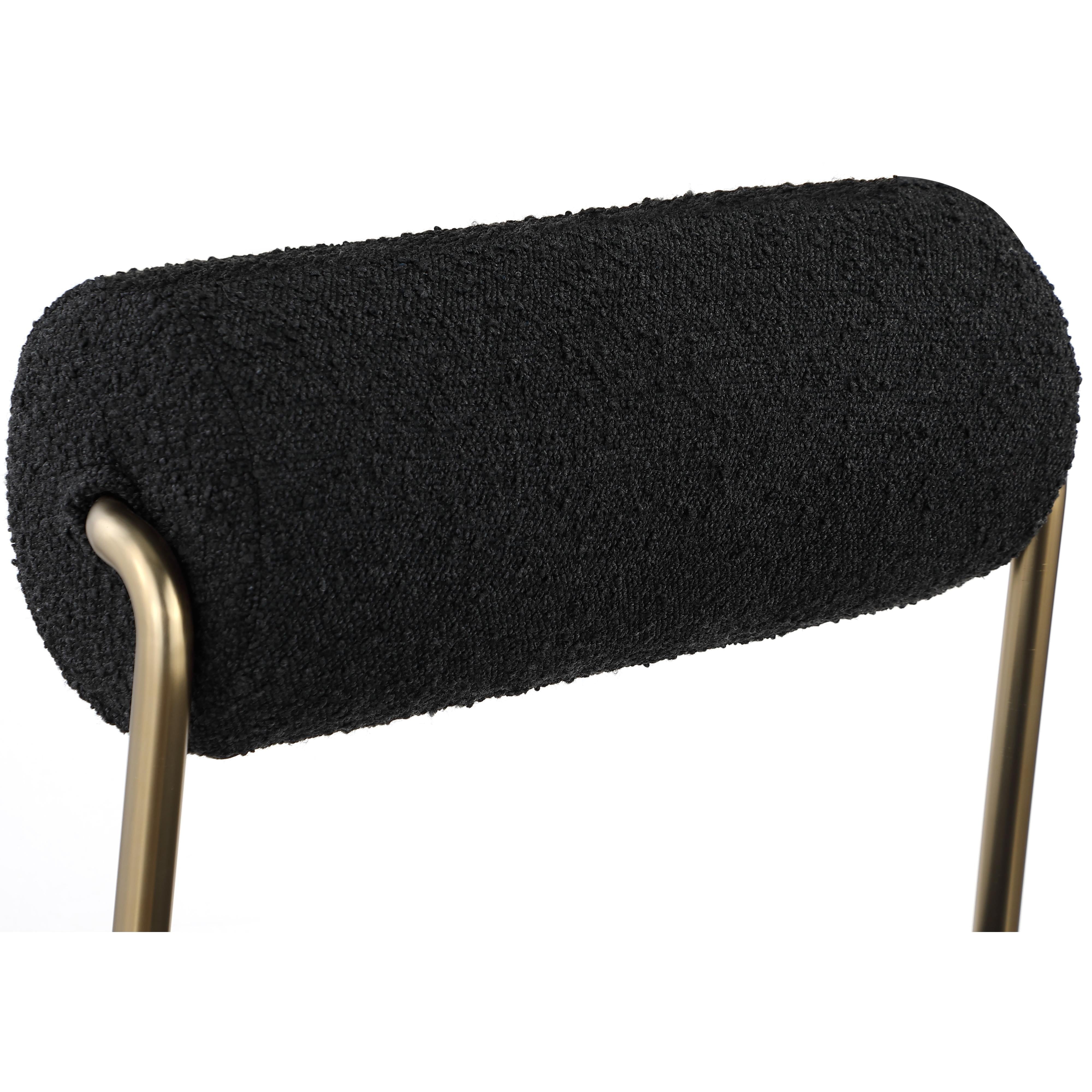 Meridian Carly Black Vegan Leather Seat / Boucle Fabric Back Counter Stool