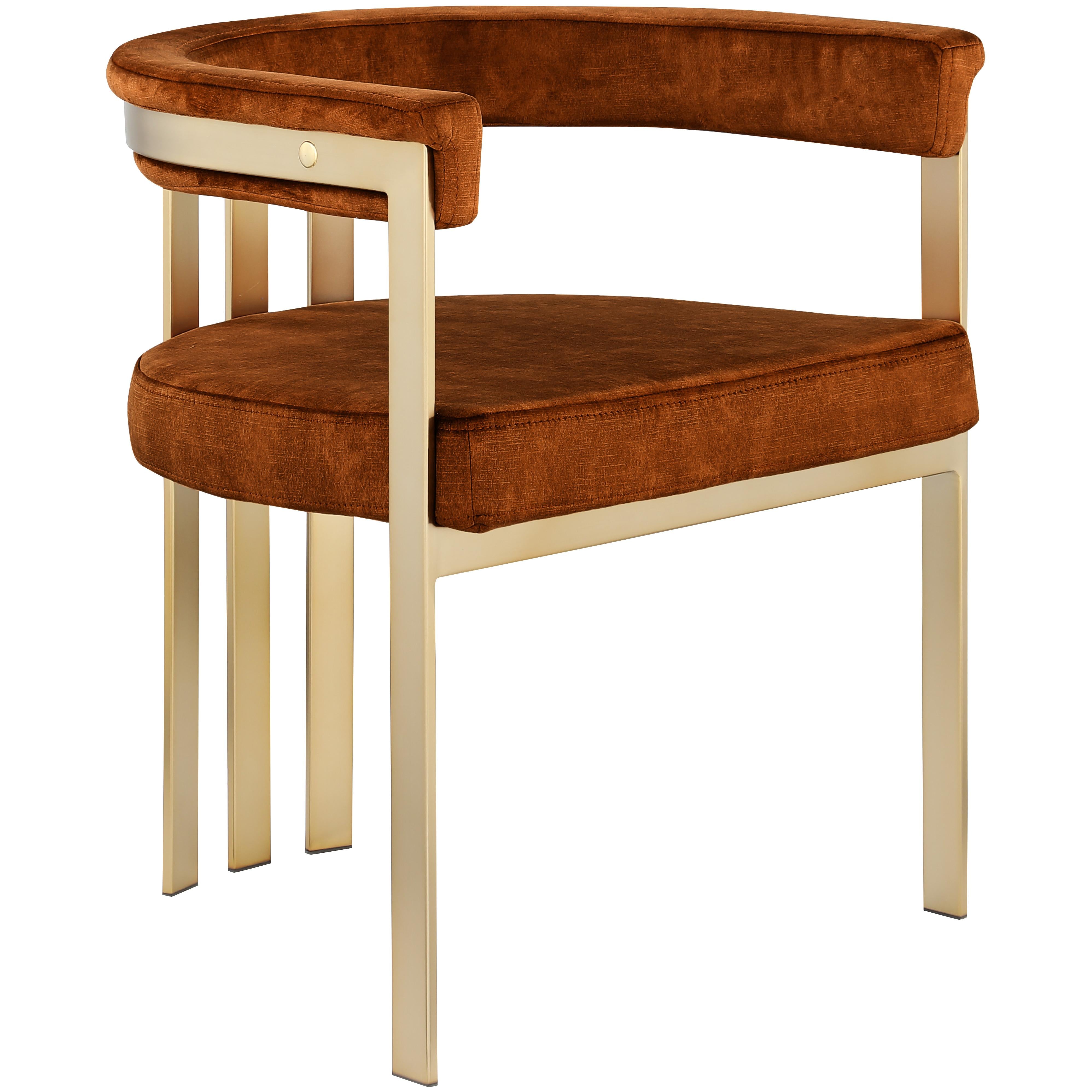Meridian Marcello Cognac Velvet Dining Chair