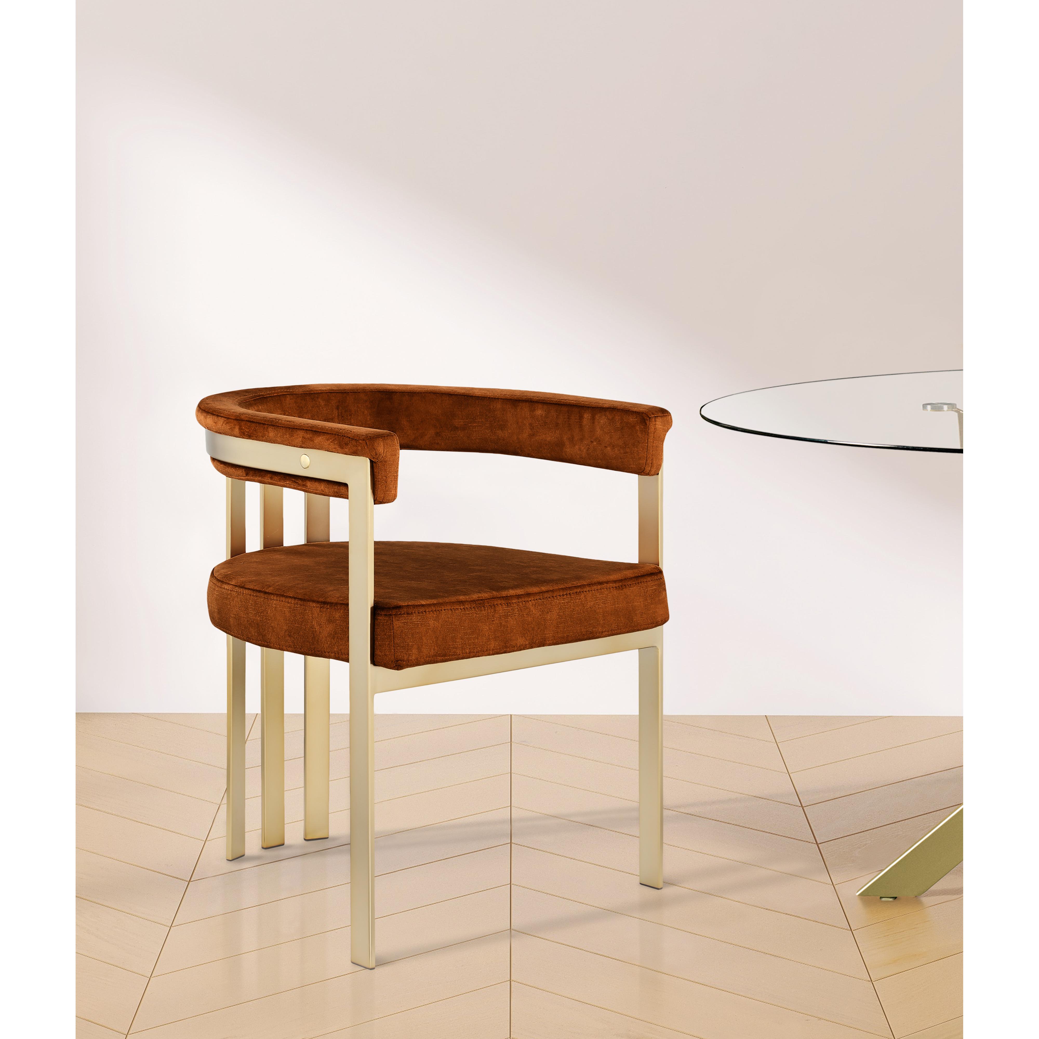 Meridian Marcello Cognac Velvet Dining Chair