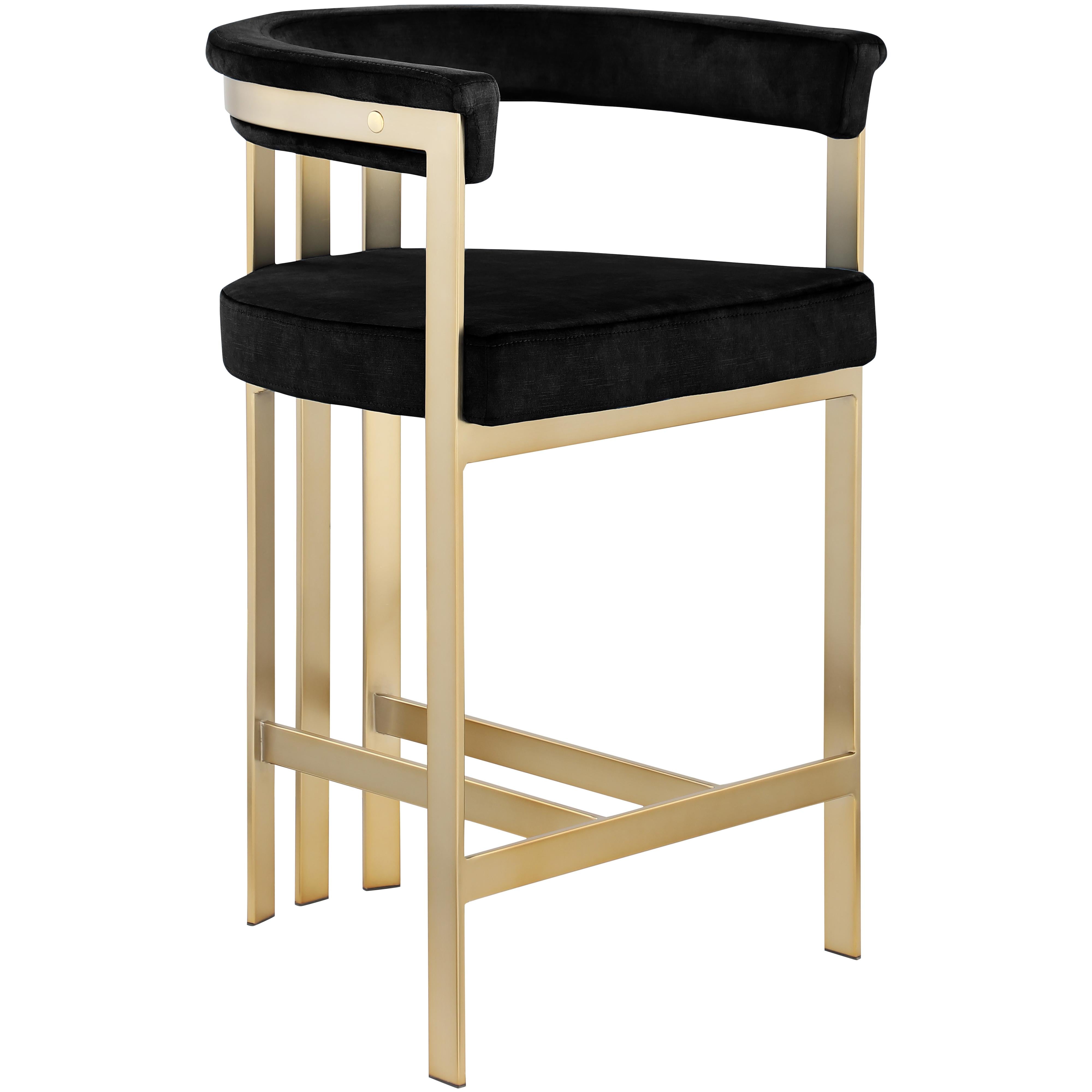 Meridian Marcello Black Velvet Counter Stool