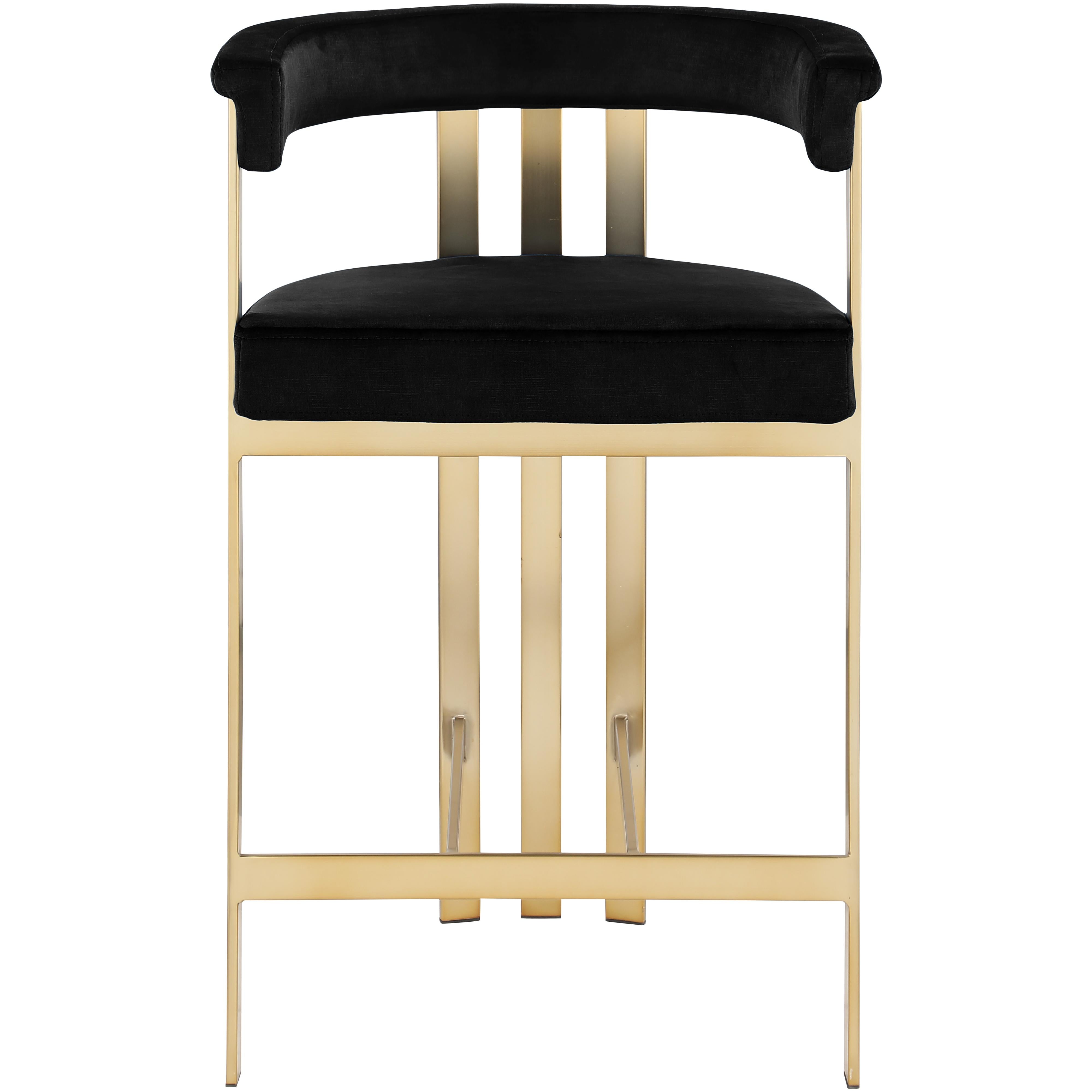 Meridian Marcello Black Velvet Counter Stool
