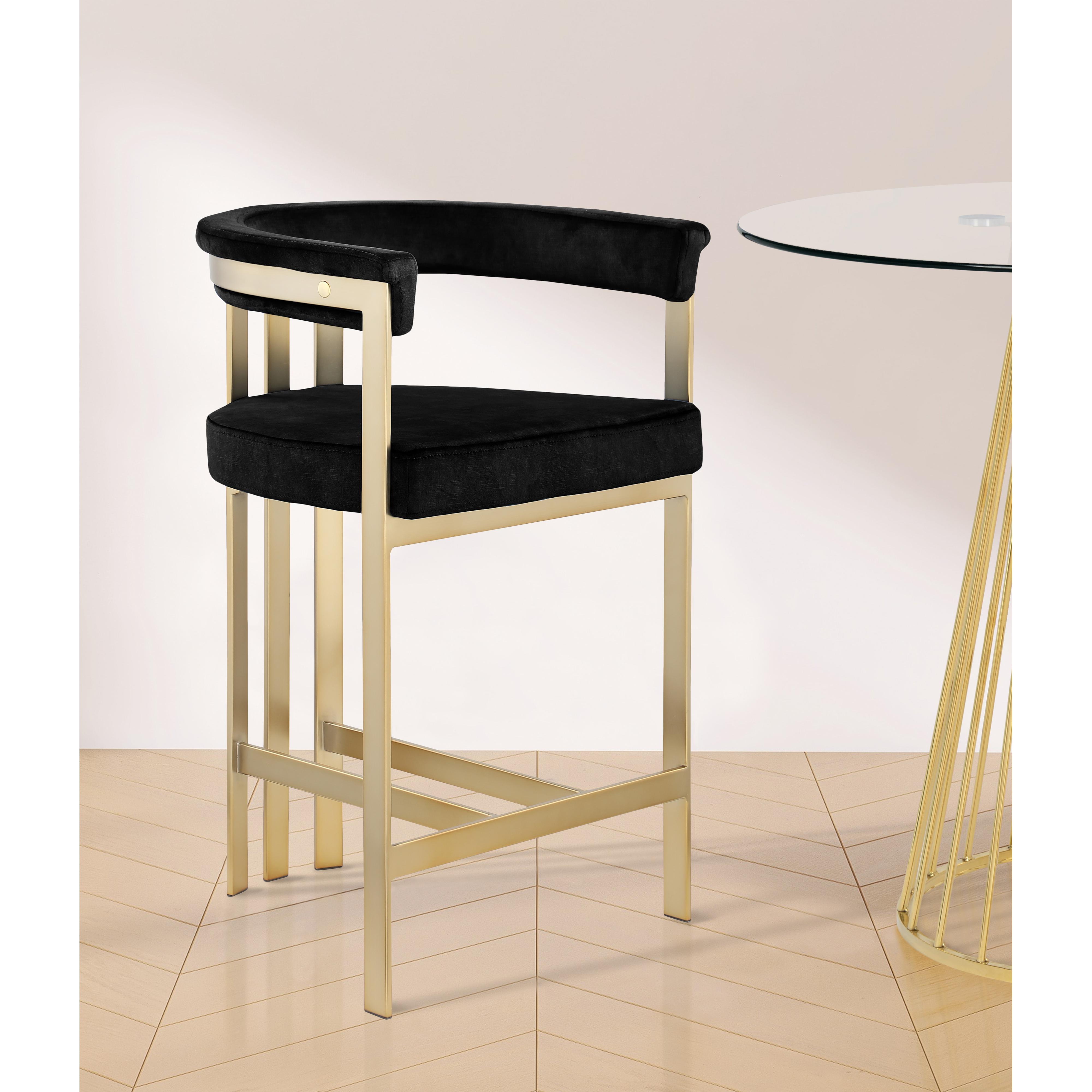 Meridian Marcello Black Velvet Counter Stool