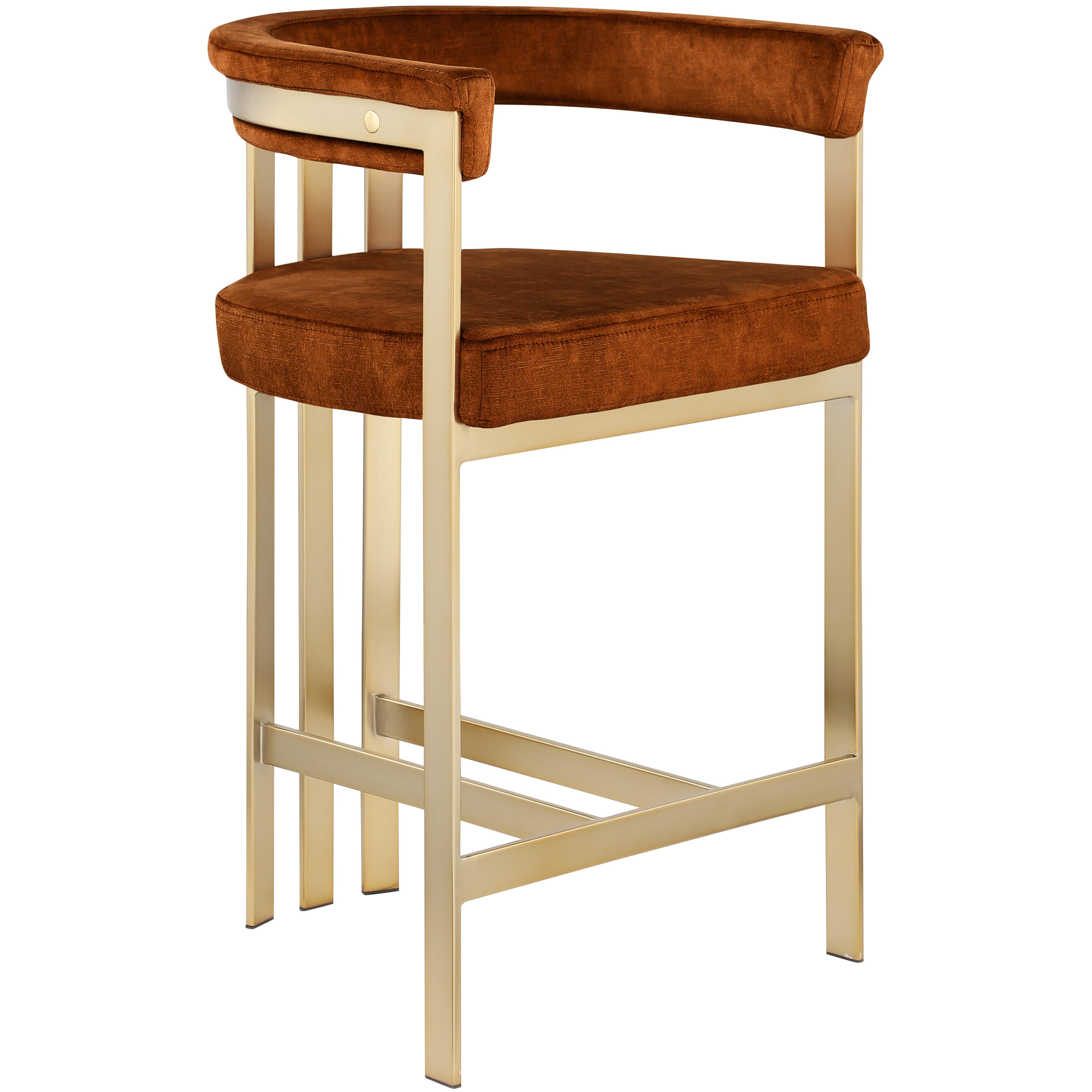 Meridian Marcello Cognac Velvet Counter Stool