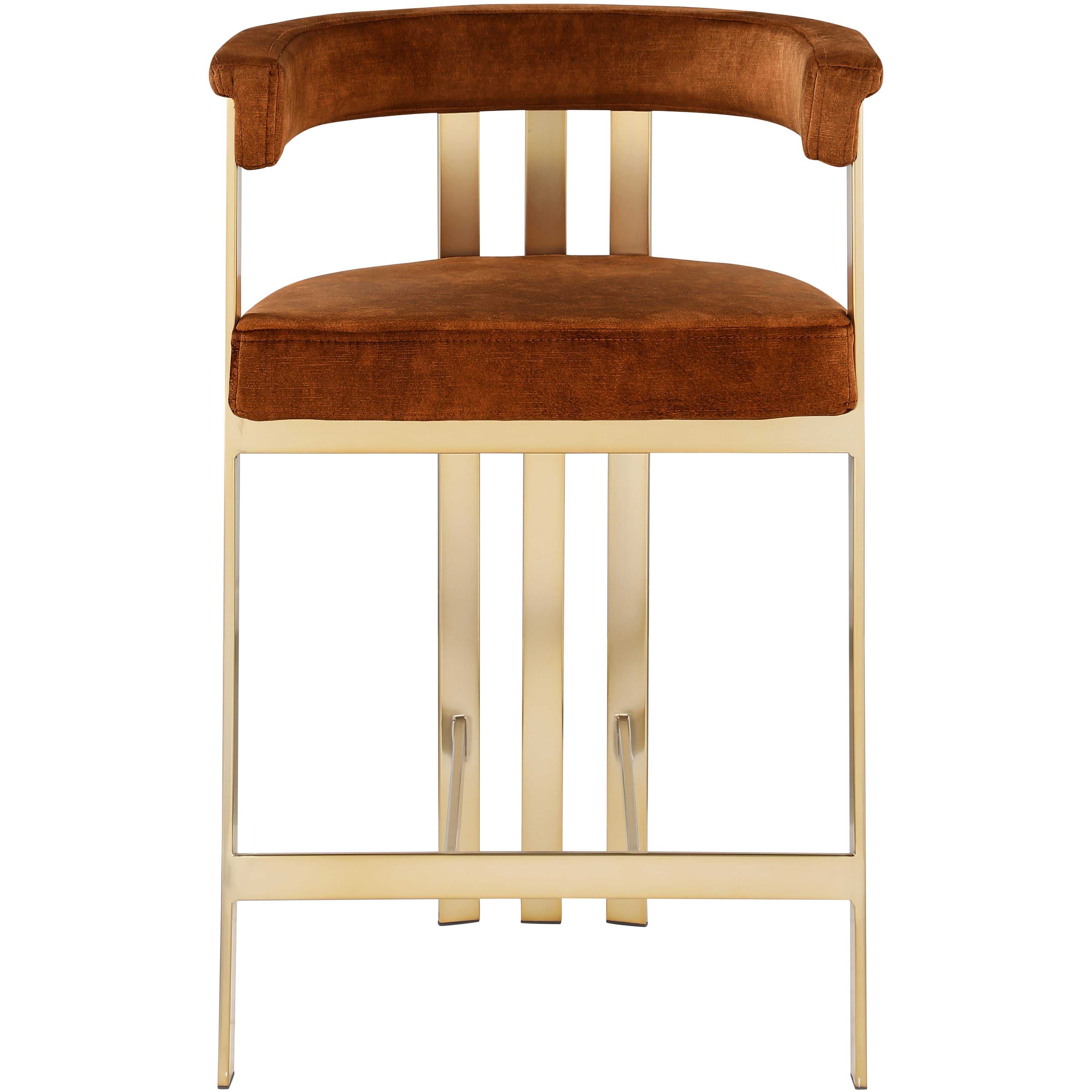 Meridian Marcello Cognac Velvet Counter Stool