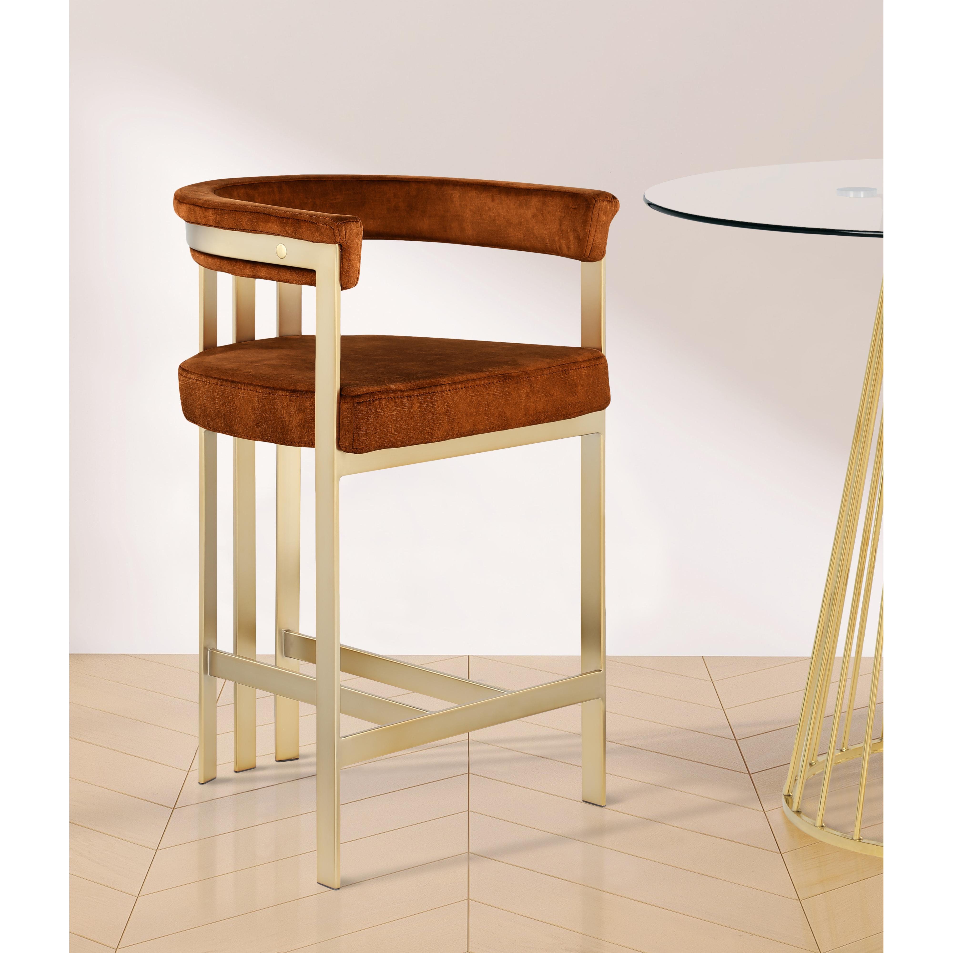 Meridian Marcello Cognac Velvet Counter Stool