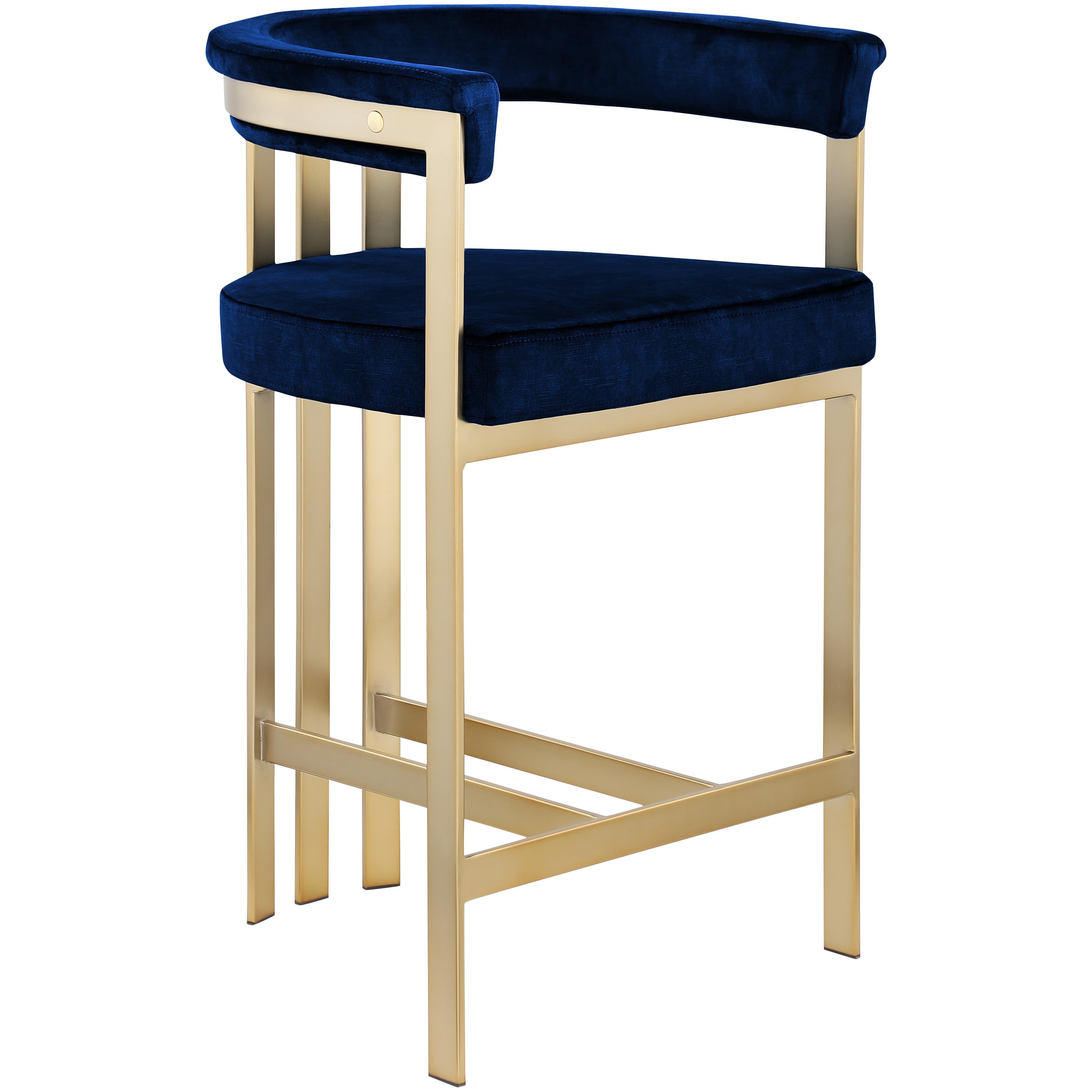 Meridian Marcello Navy Velvet Counter Stool