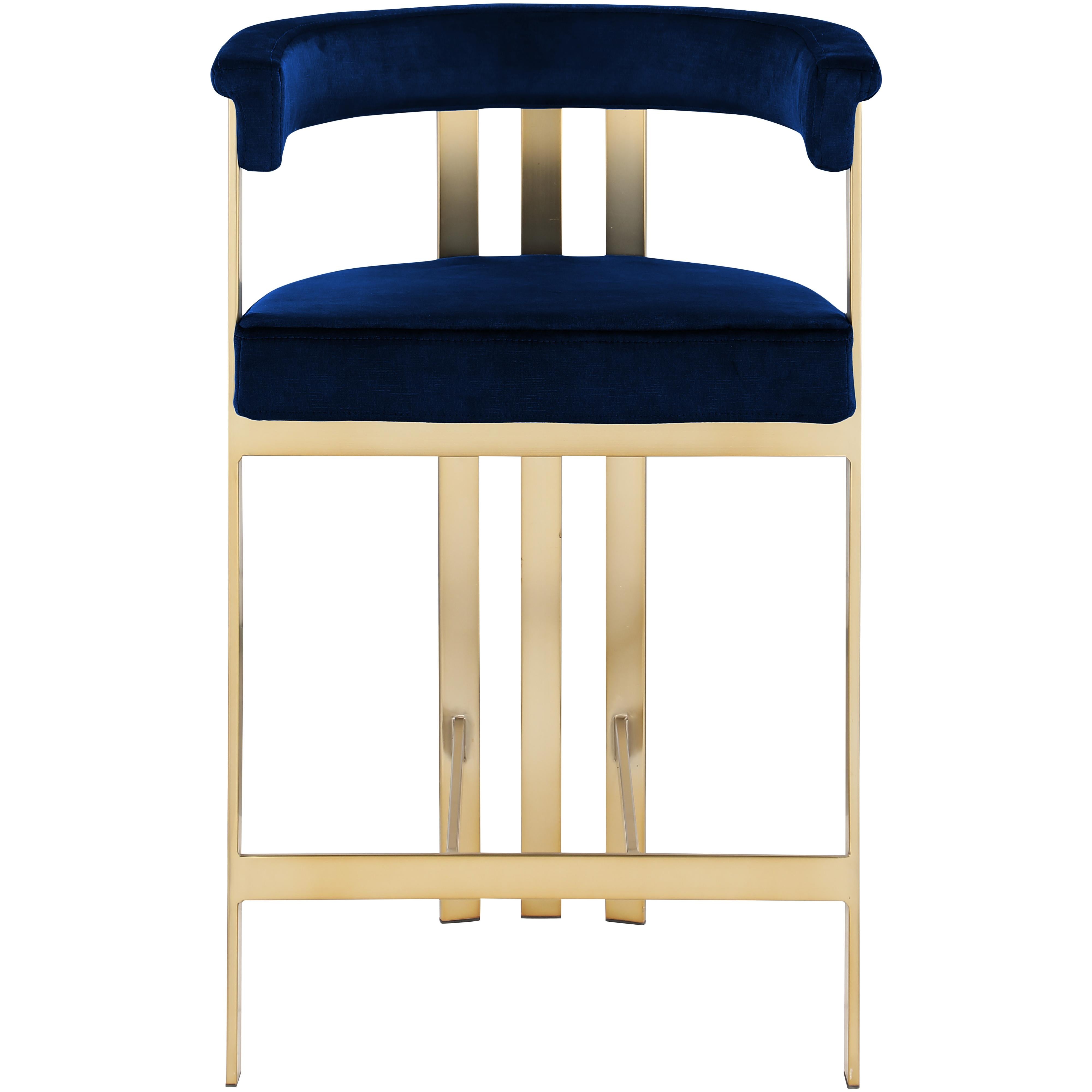 Meridian Marcello Navy Velvet Counter Stool