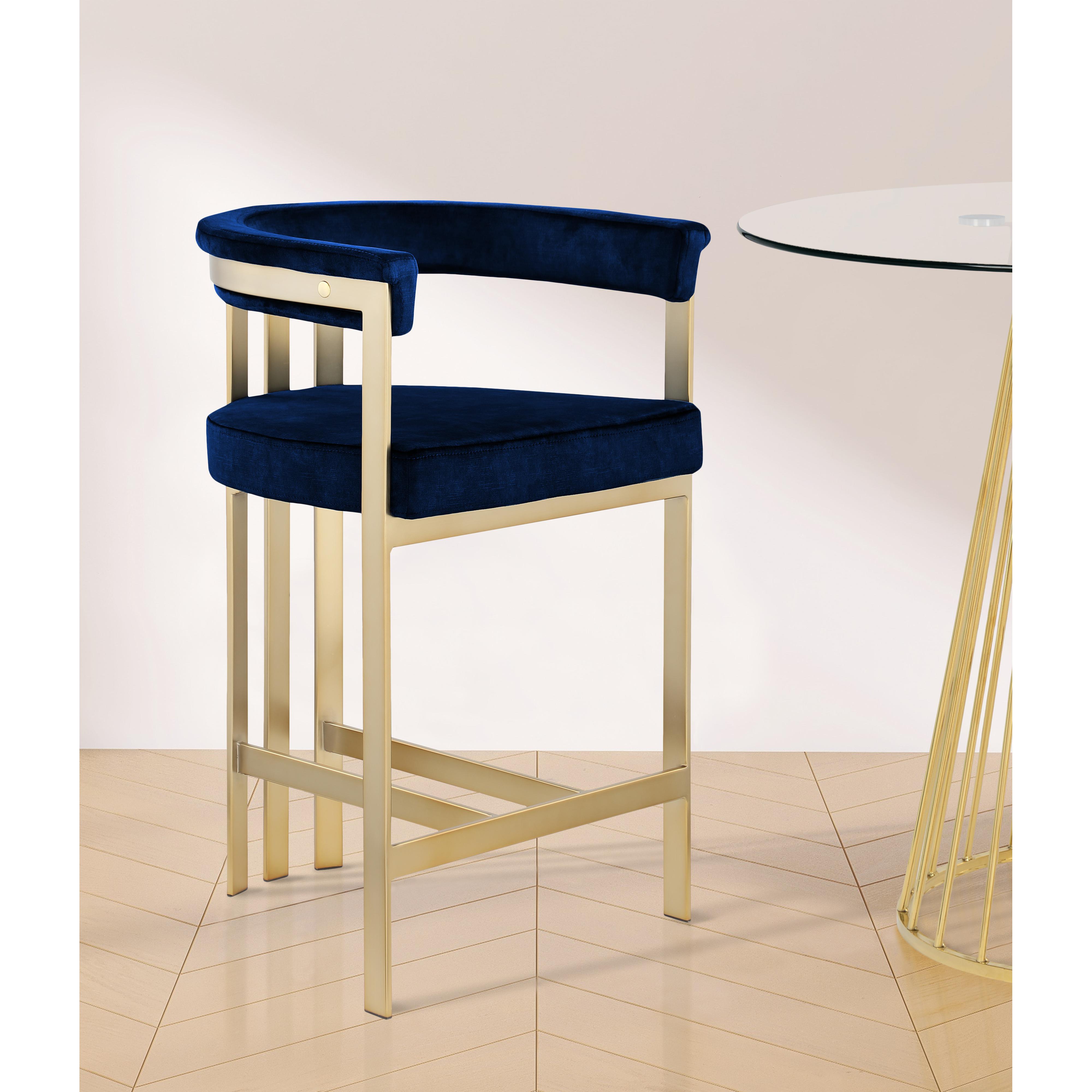 Meridian Marcello Navy Velvet Counter Stool