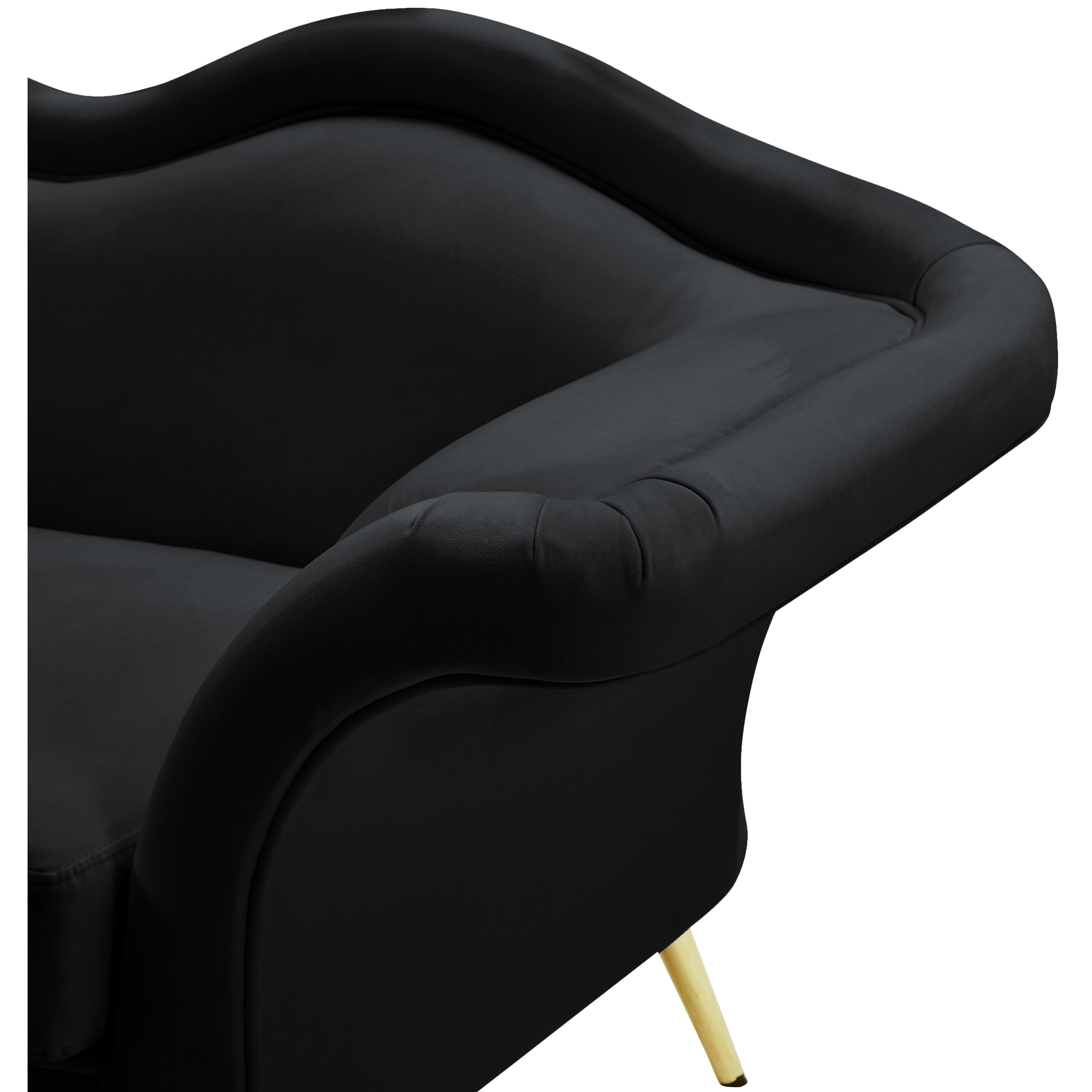 Meridian Lips Black Velvet Chair