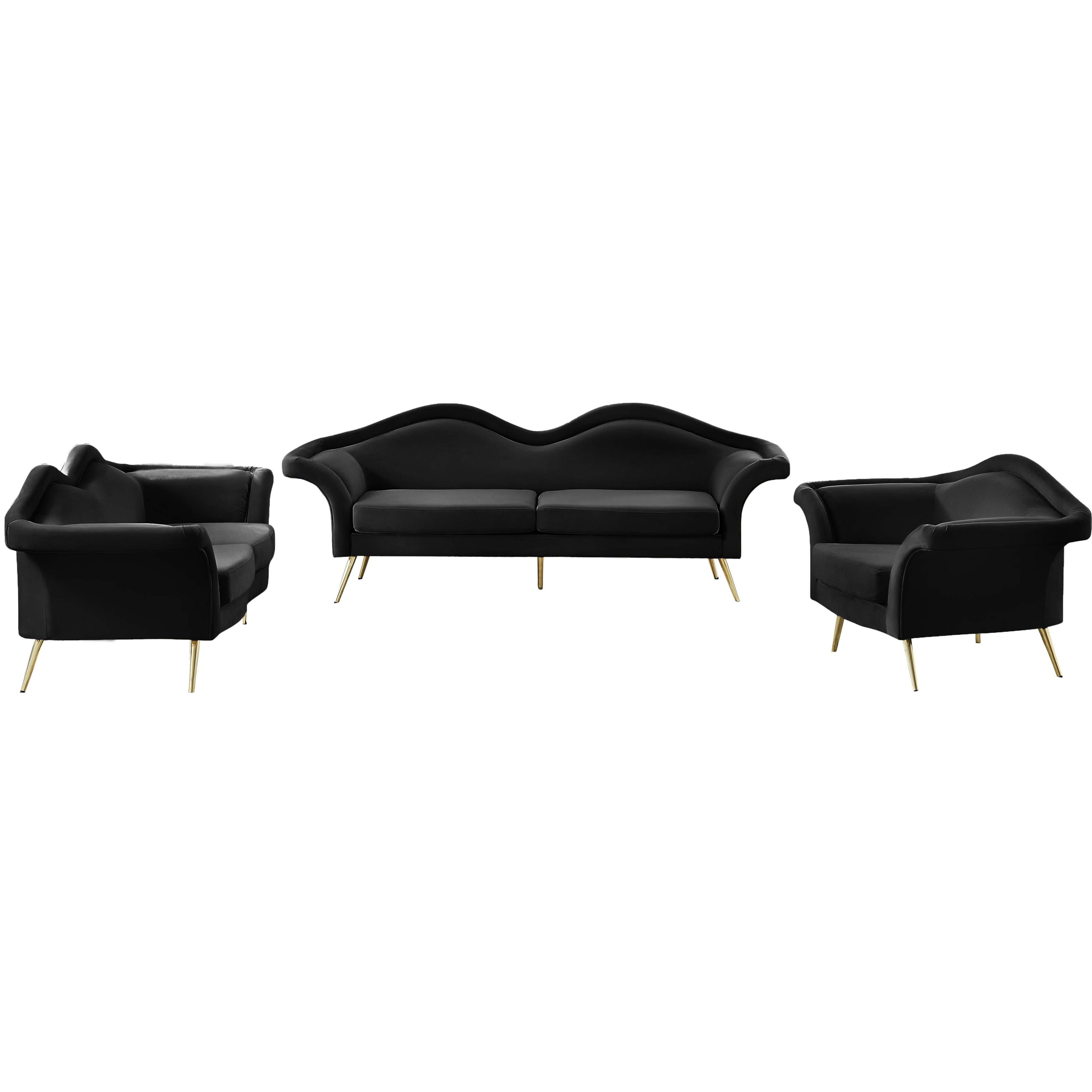 Meridian Lips Black Velvet Chair