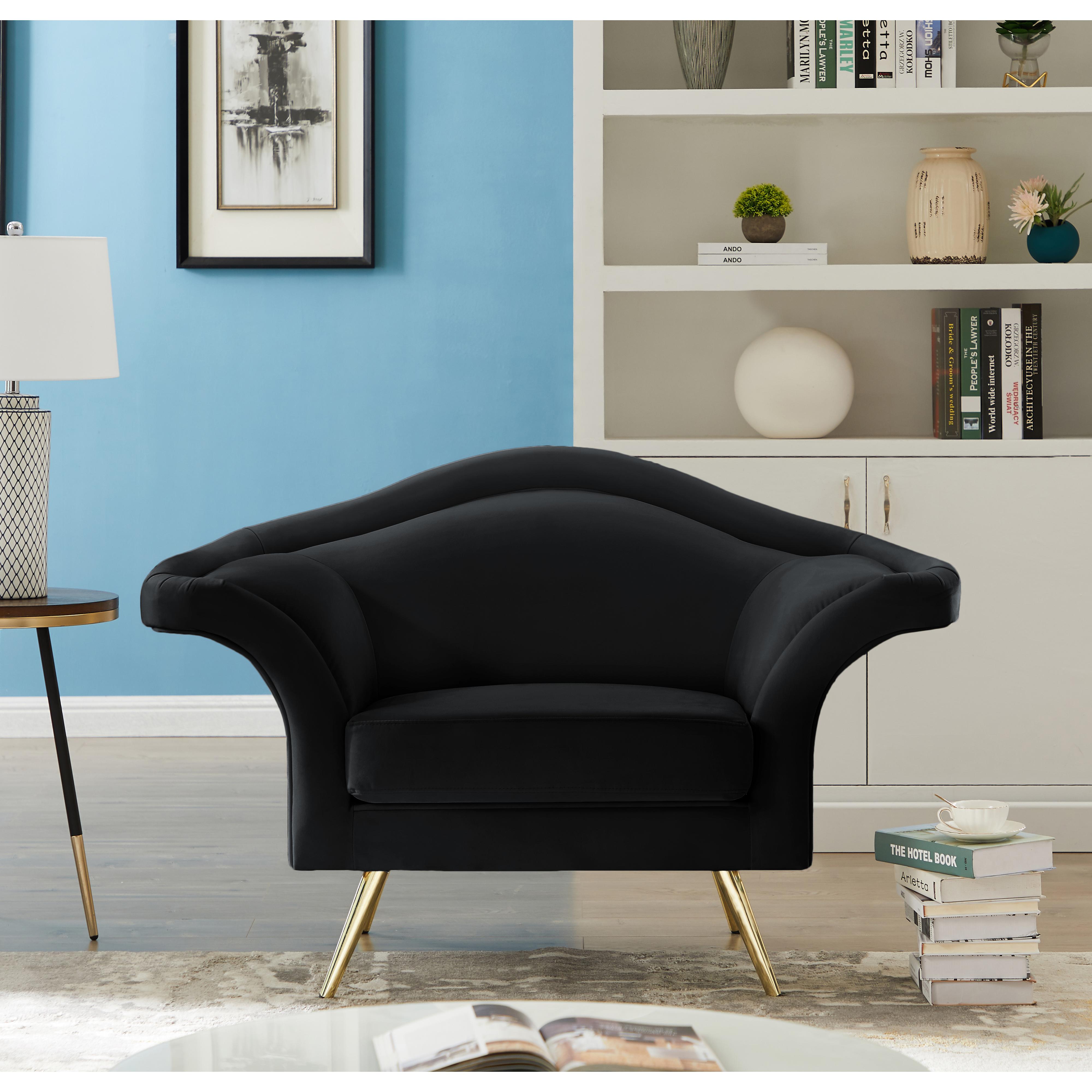 Meridian Lips Black Velvet Chair