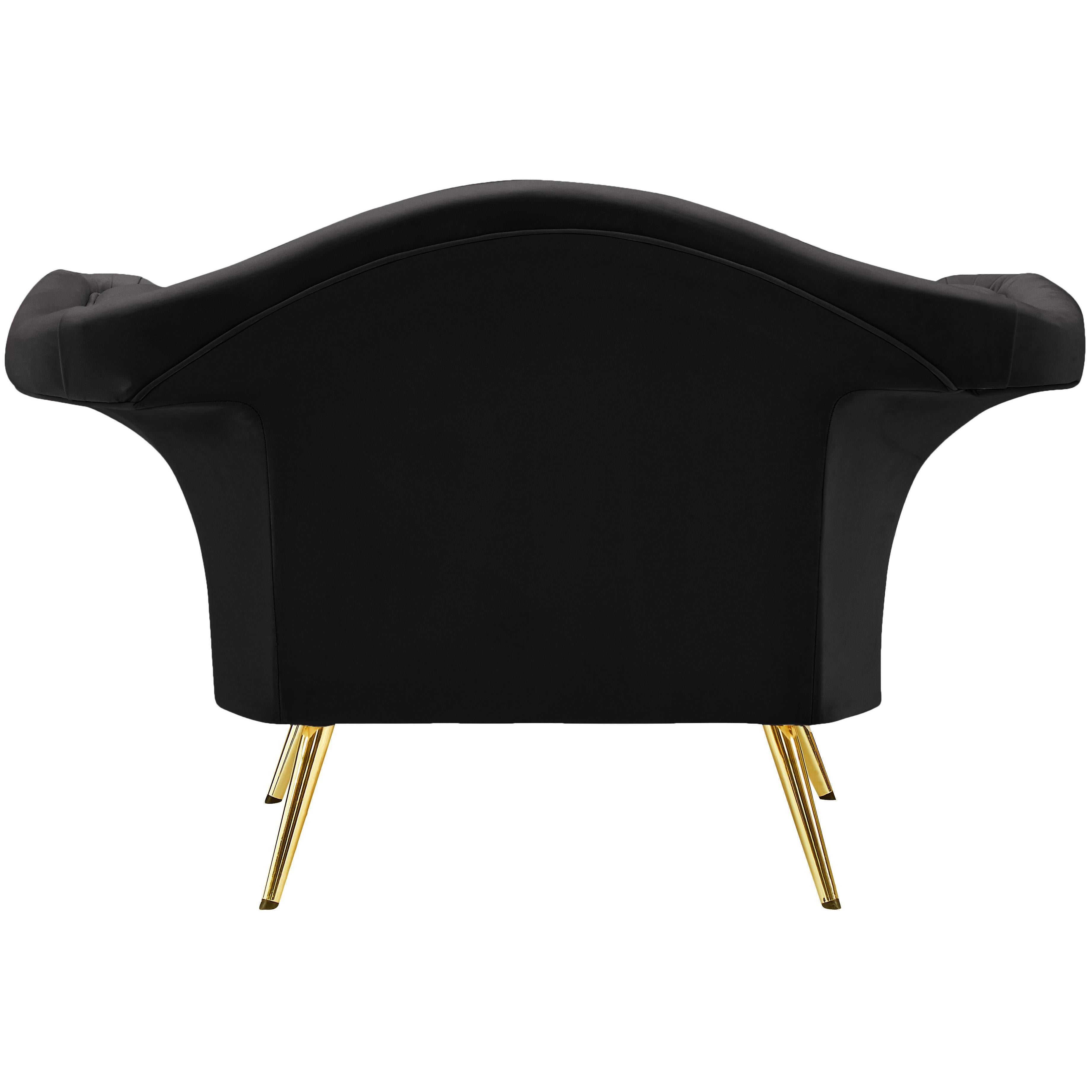 Meridian Lips Black Velvet Chair