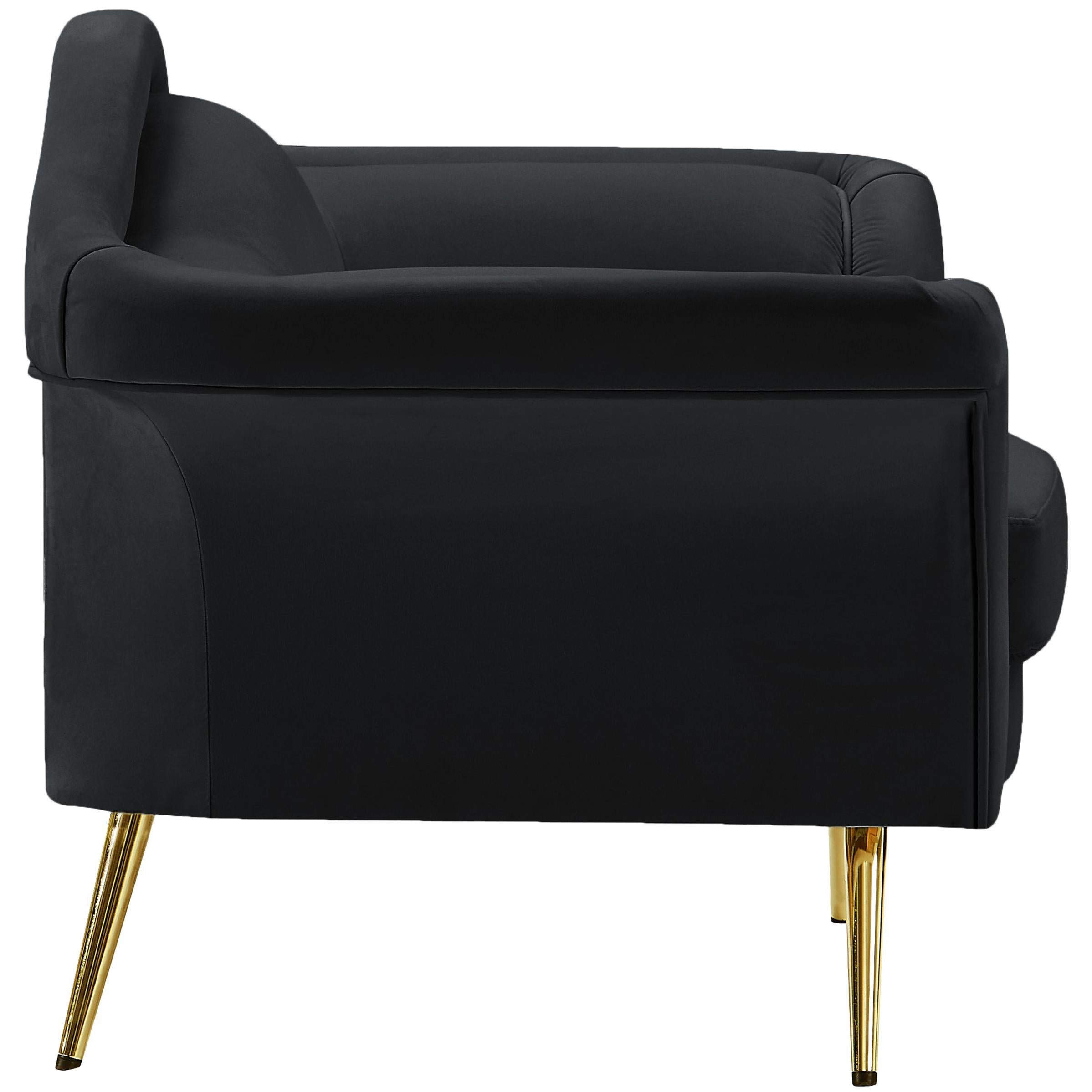 Meridian Lips Black Velvet Chair