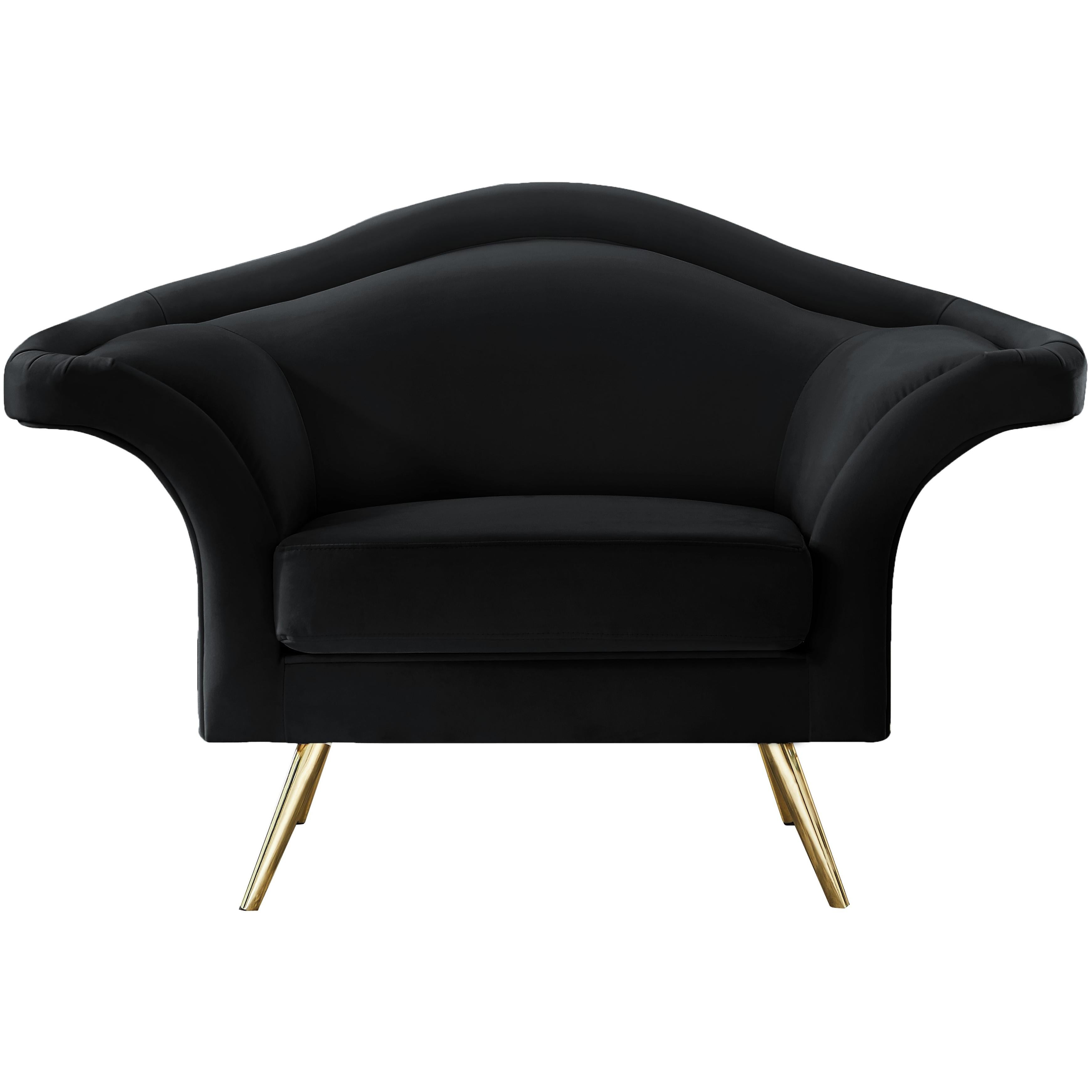 Meridian Lips Black Velvet Chair
