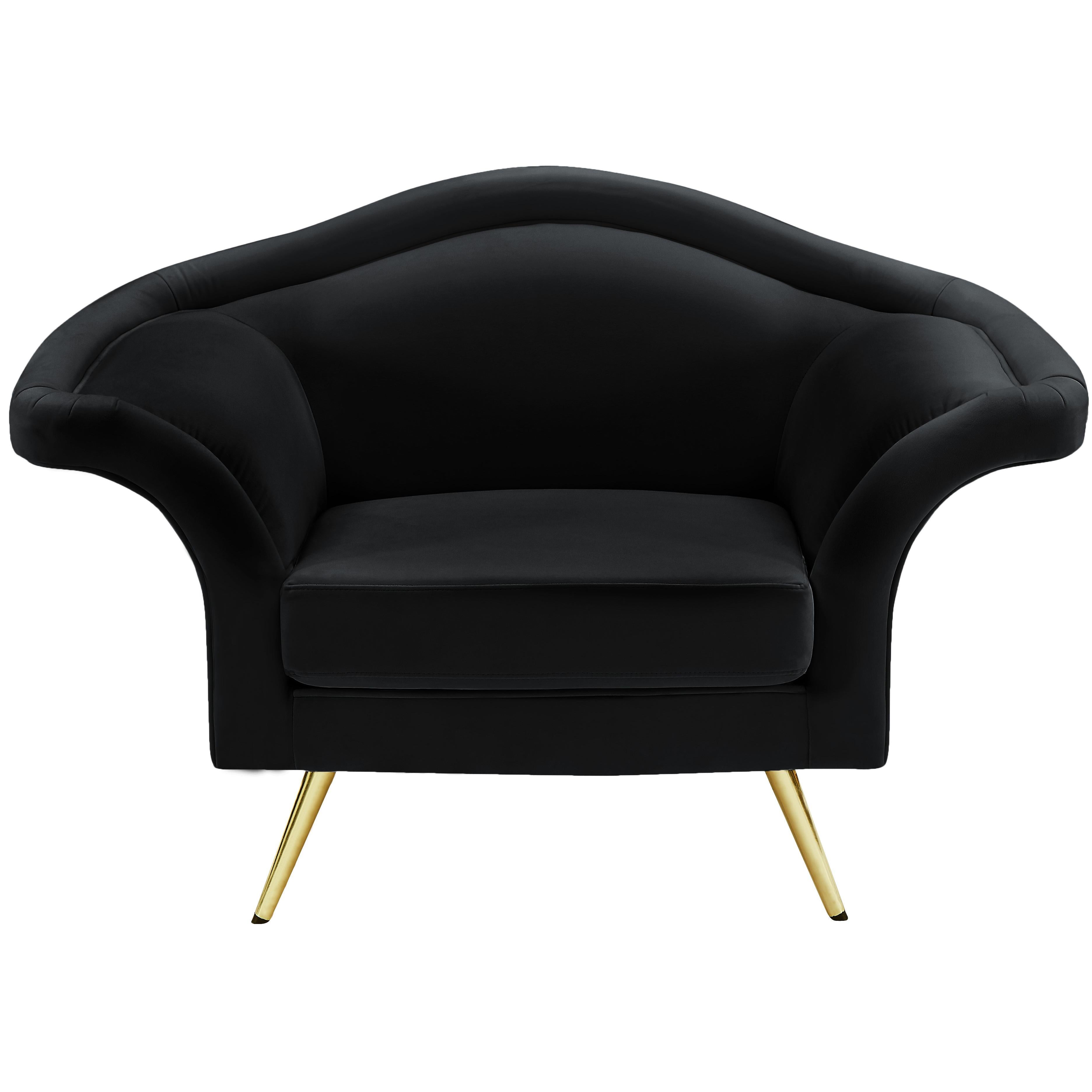 Meridian Lips Black Velvet Chair