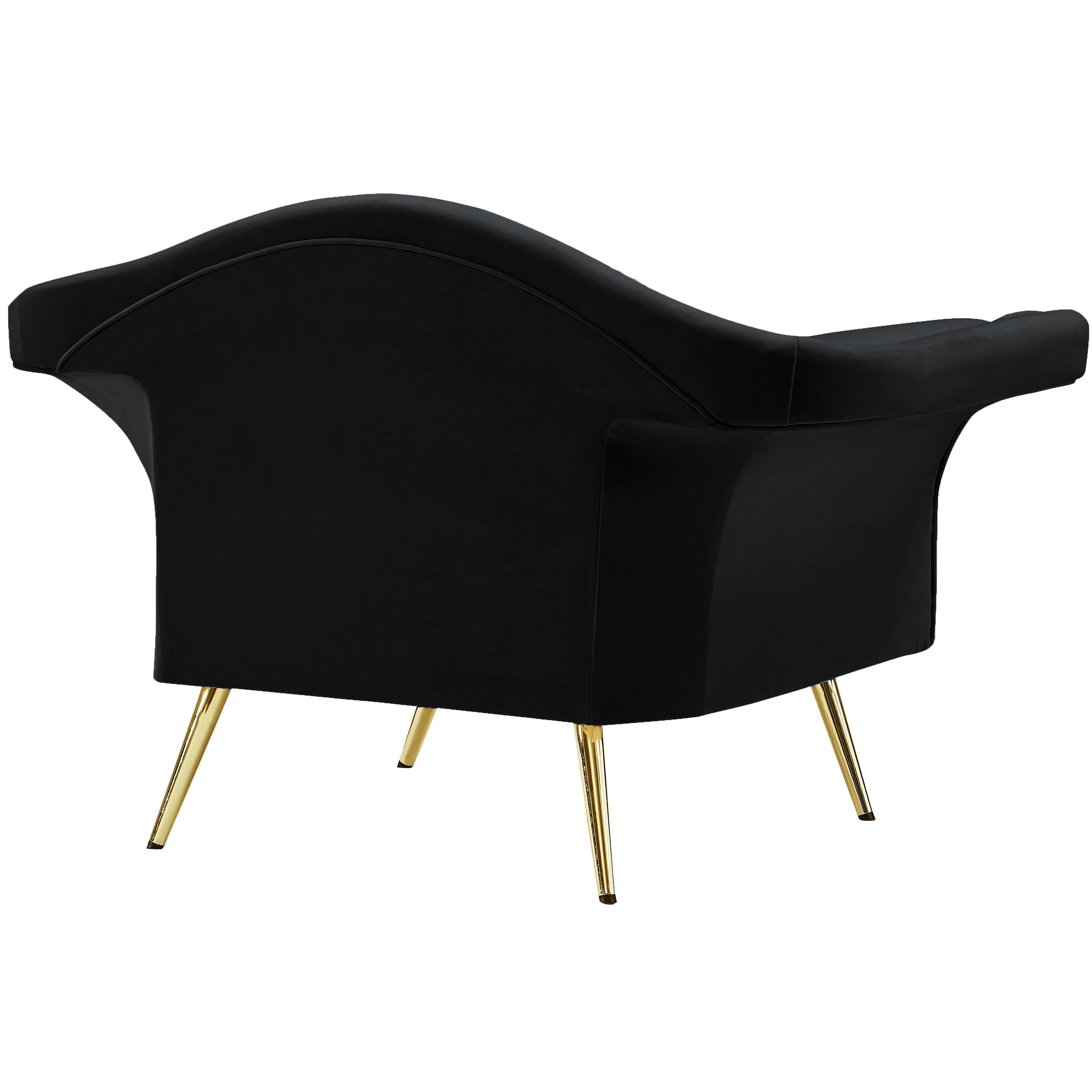 Meridian Lips Black Velvet Chair