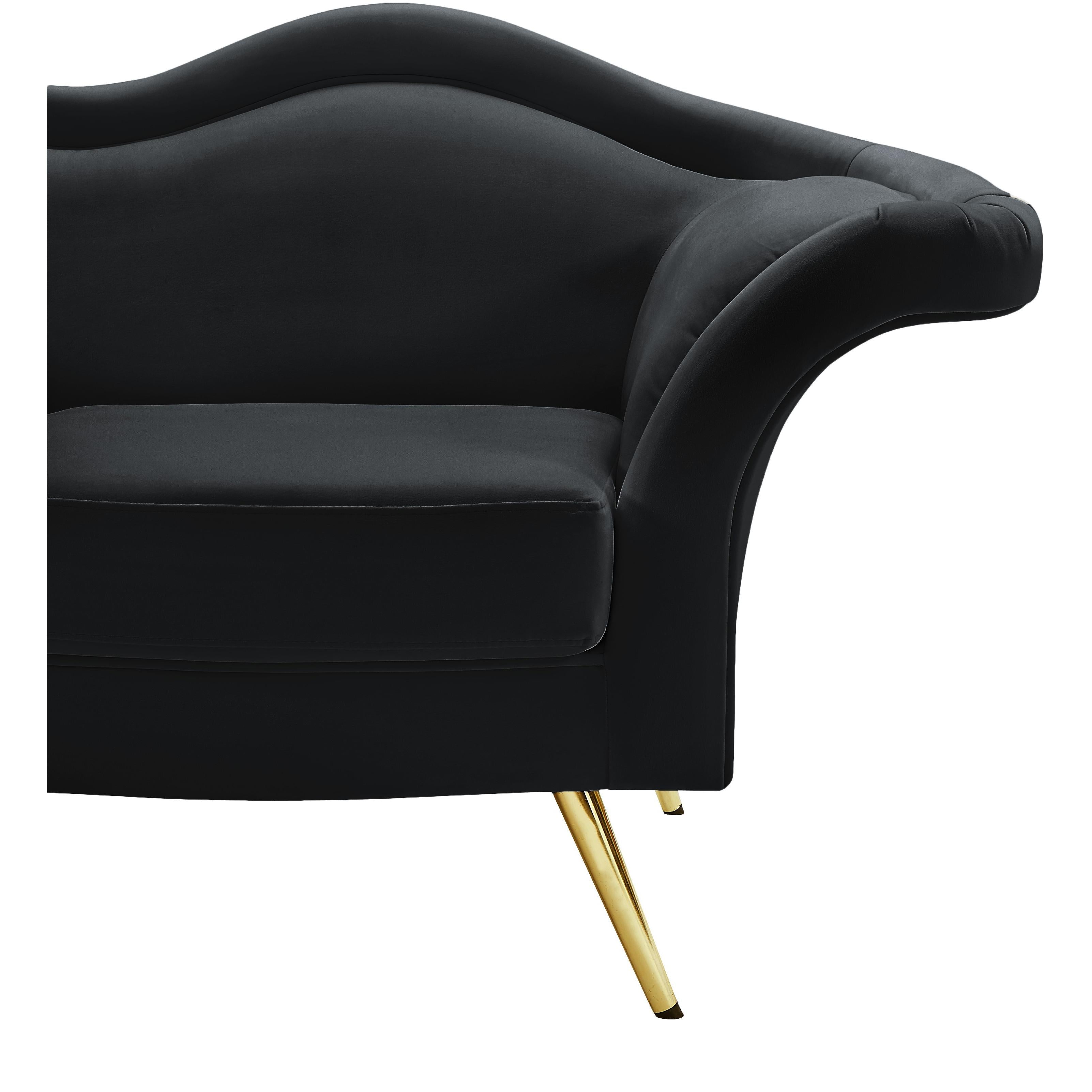 Meridian Lips Black Velvet Chair