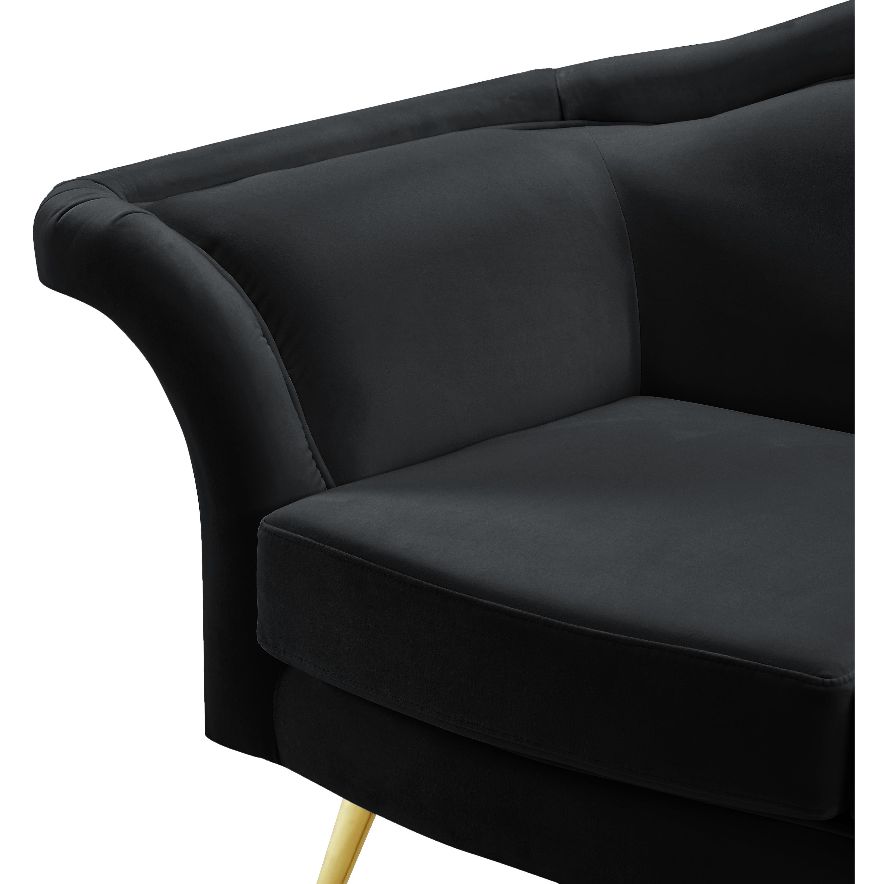 Meridian Lips Black Velvet Chair