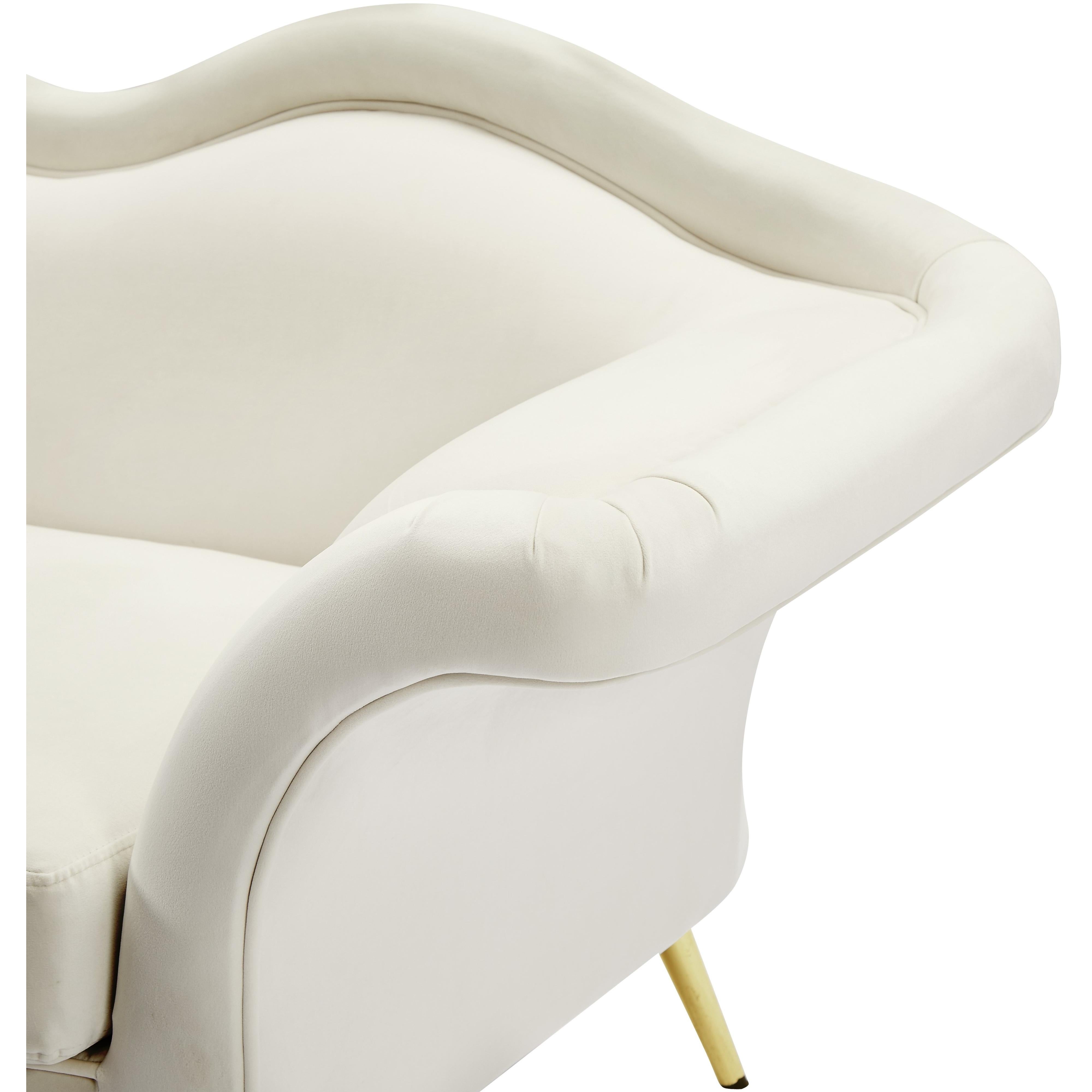 Meridian Lips Cream Velvet Chair