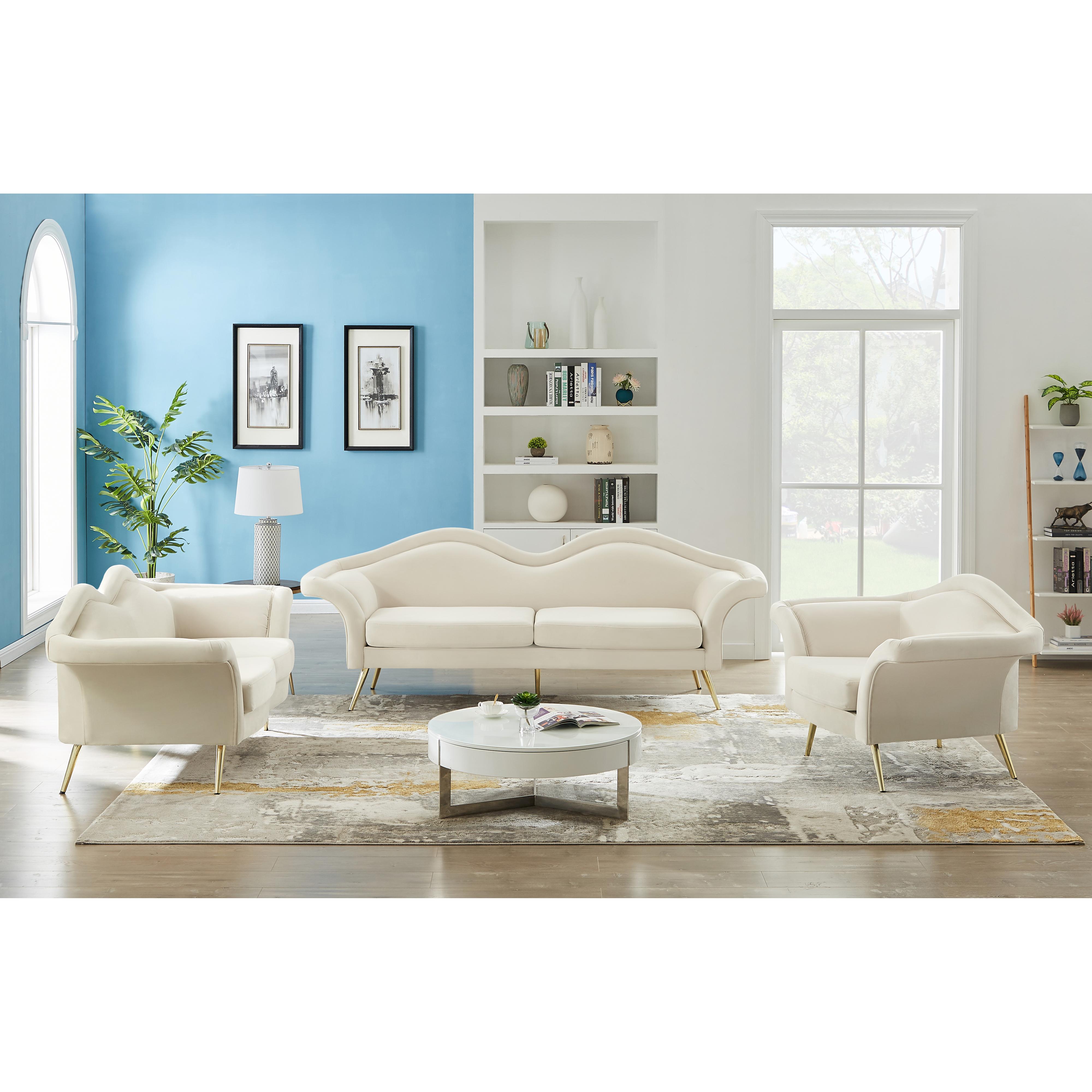 Meridian Lips Cream Velvet Chair