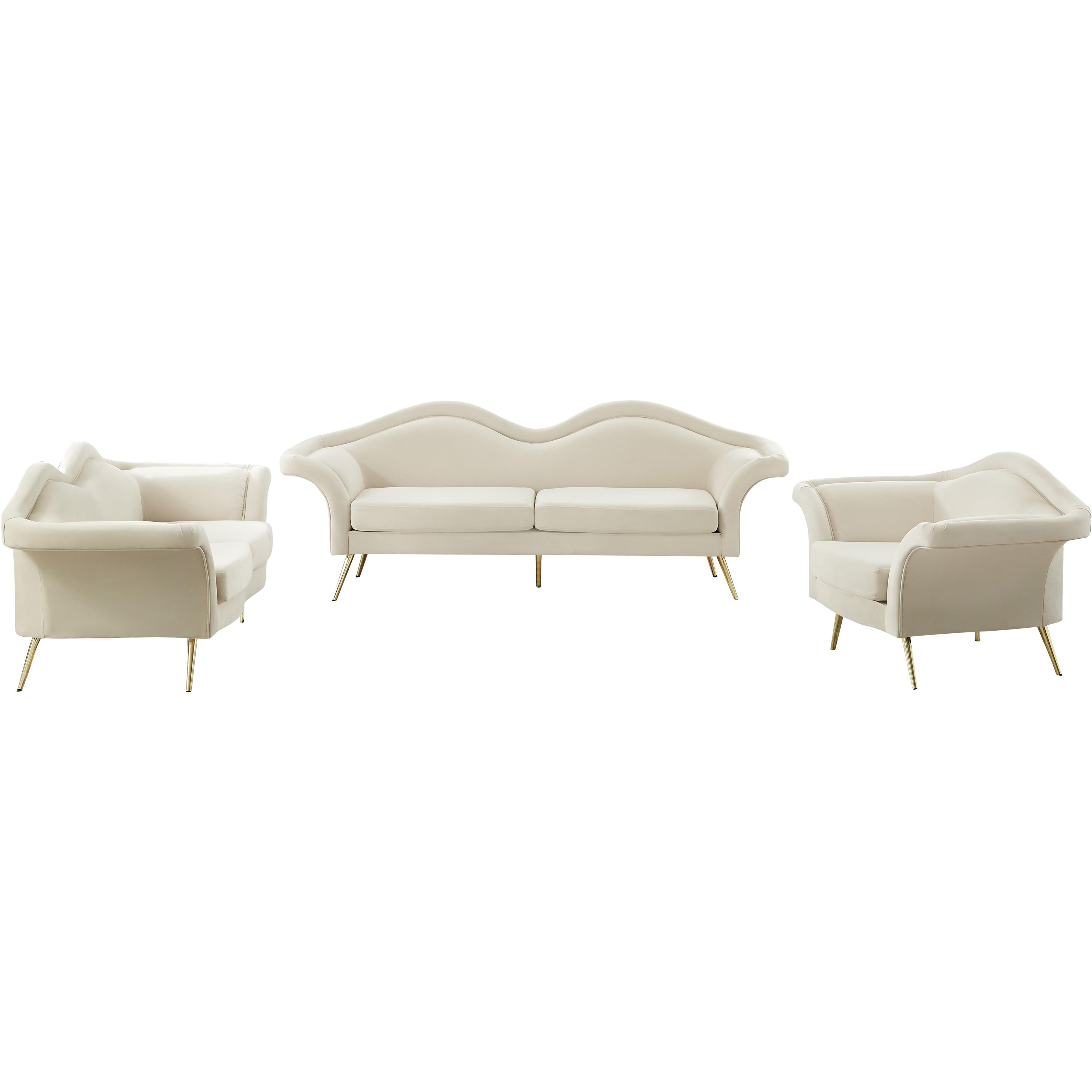 Meridian Lips Cream Velvet Chair