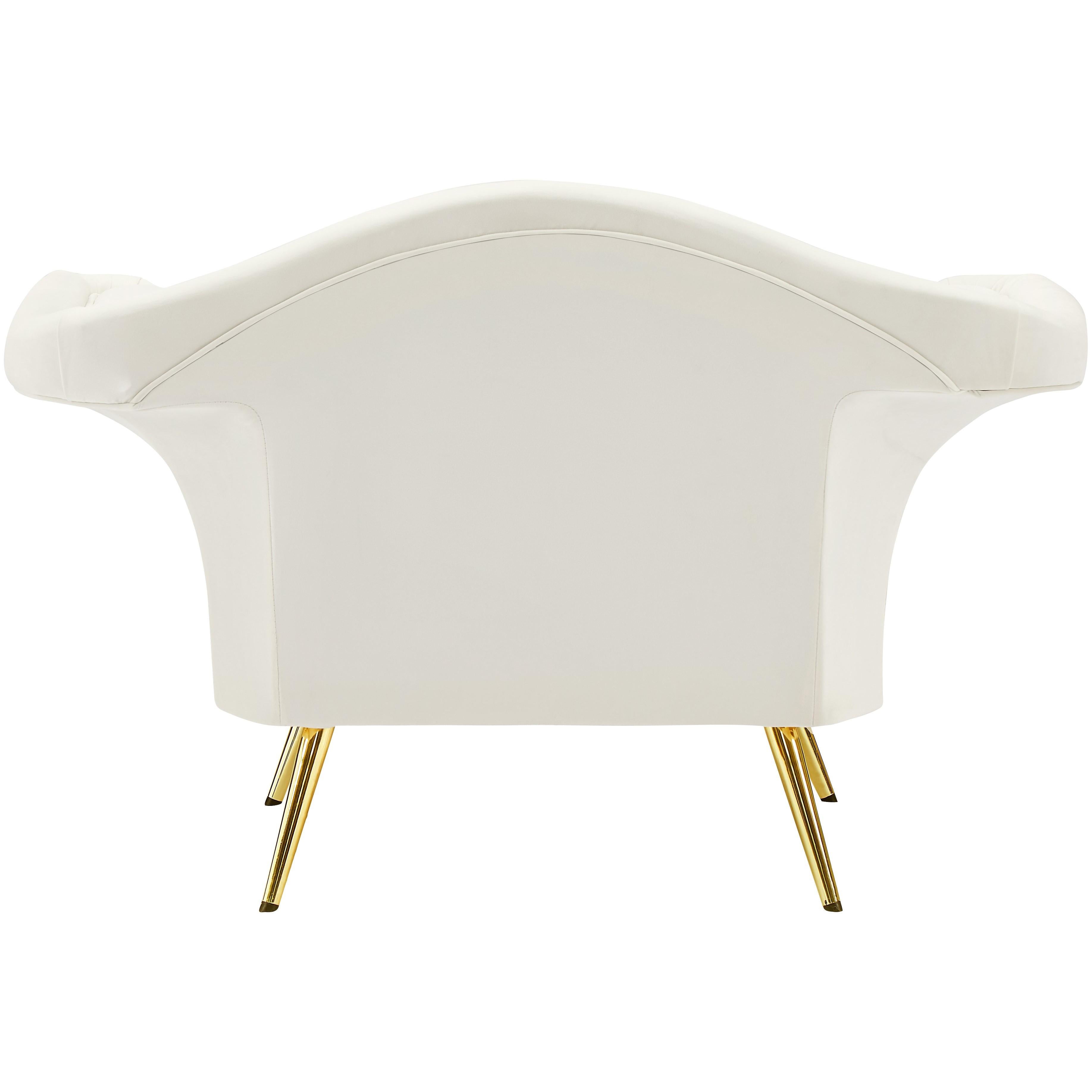 Meridian Lips Cream Velvet Chair