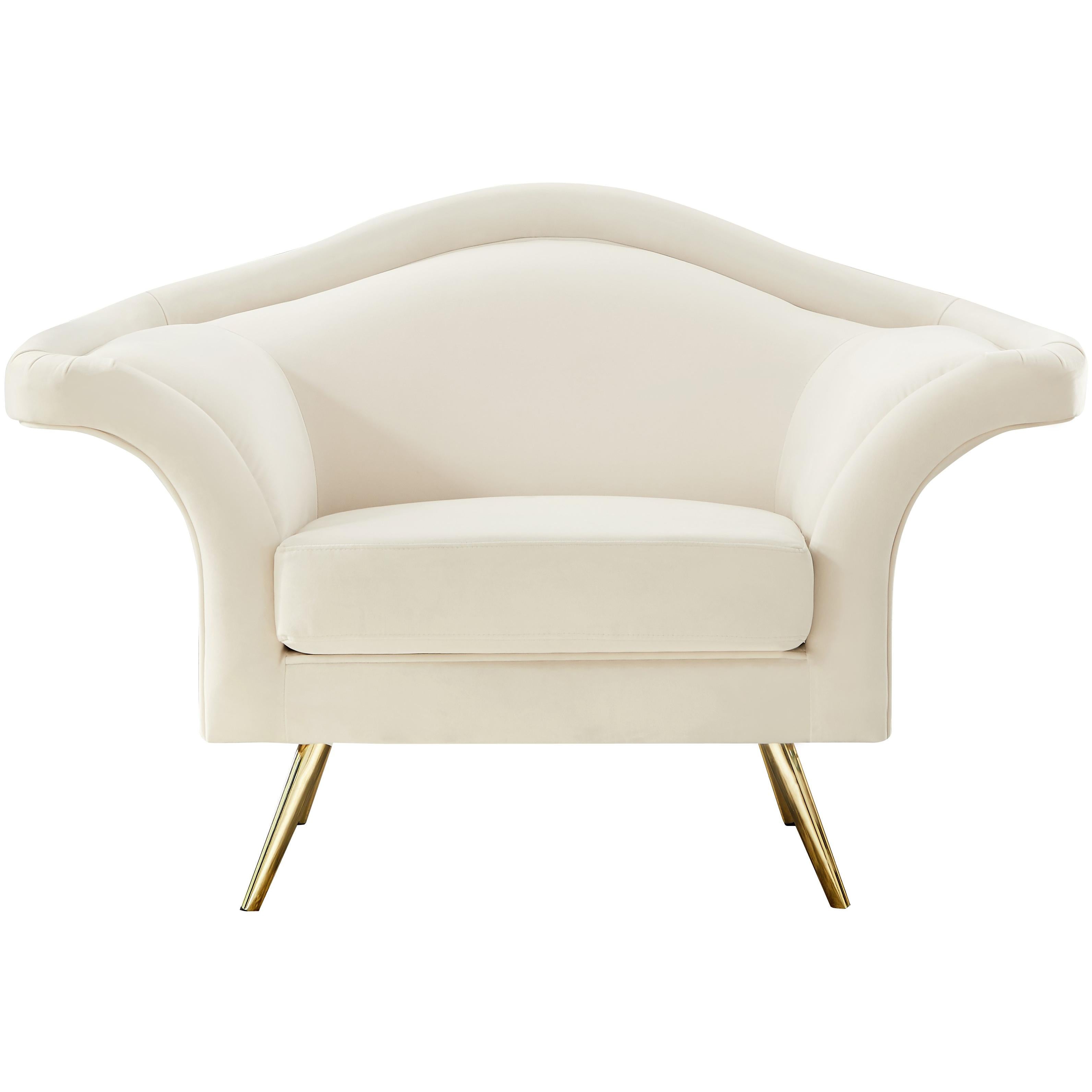 Meridian Lips Cream Velvet Chair
