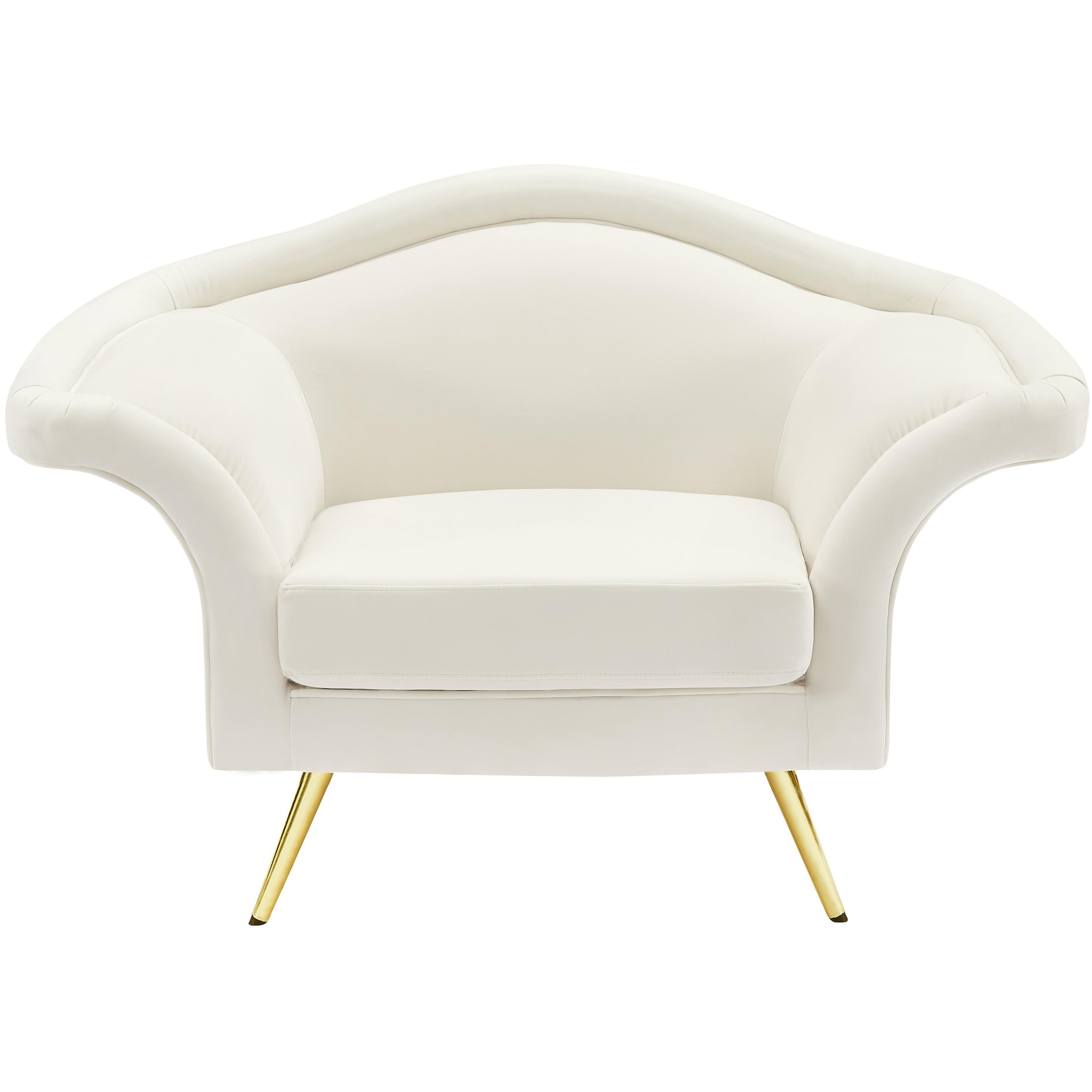 Meridian Lips Cream Velvet Chair