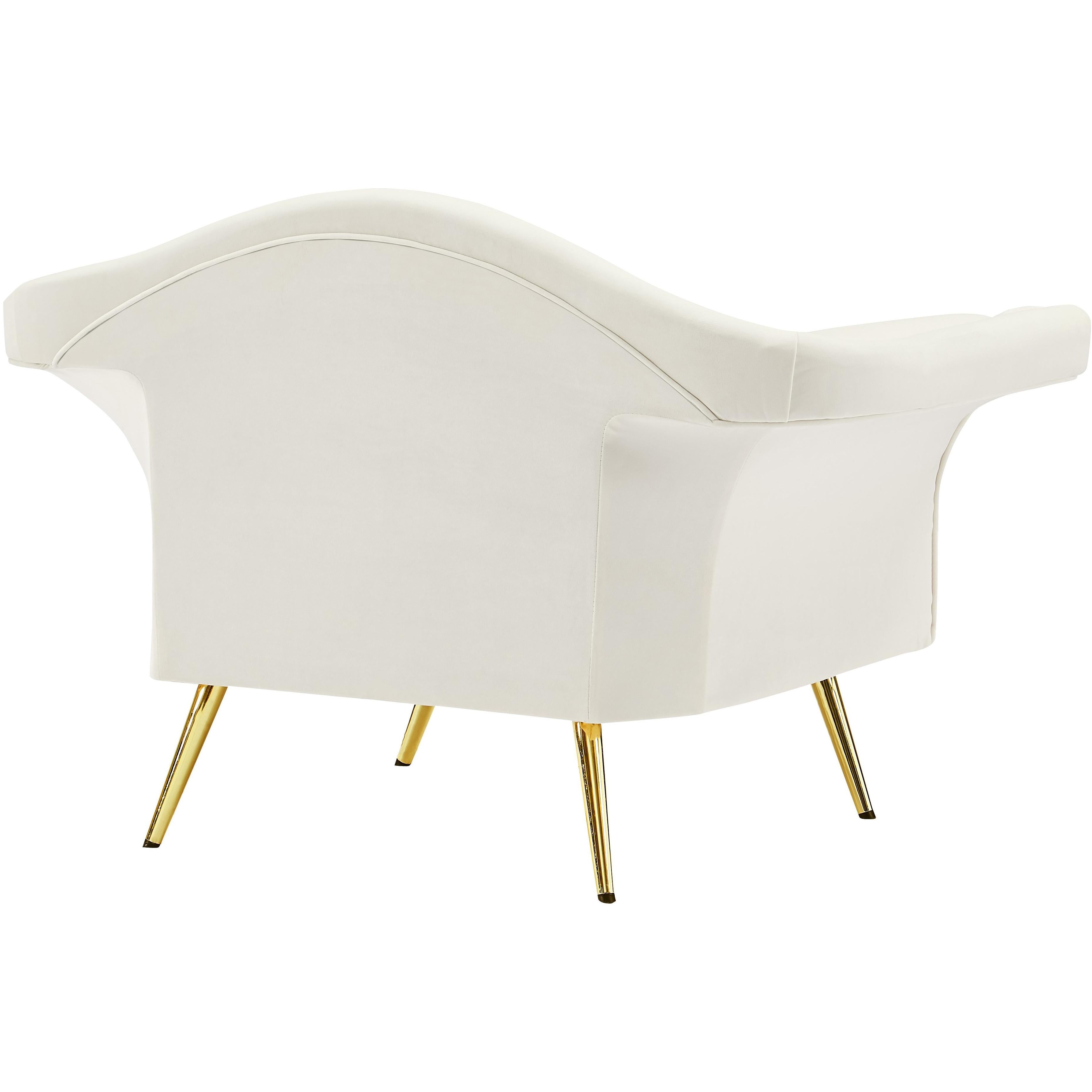 Meridian Lips Cream Velvet Chair