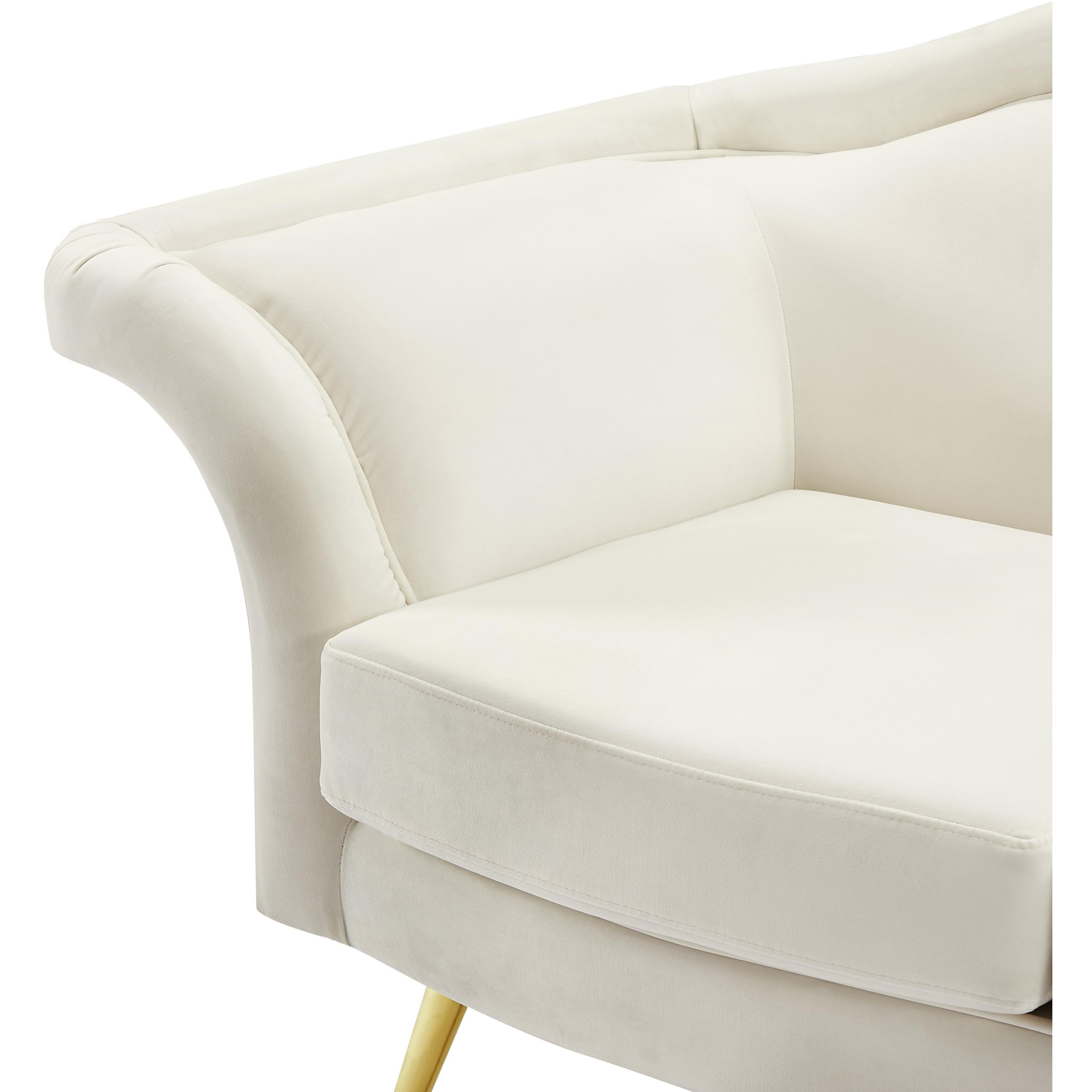 Meridian Lips Cream Velvet Chair