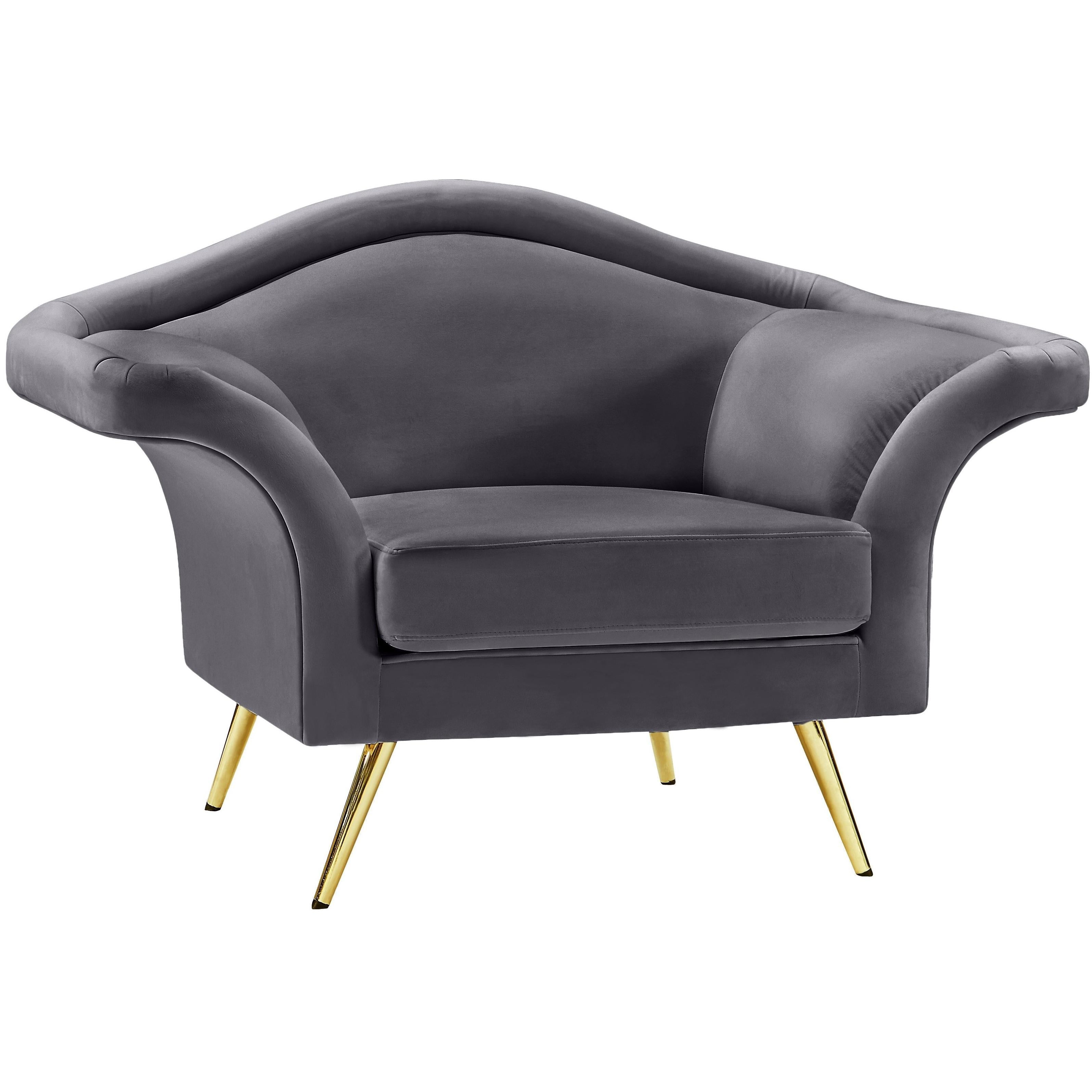 Meridian Lips Grey Velvet Chair