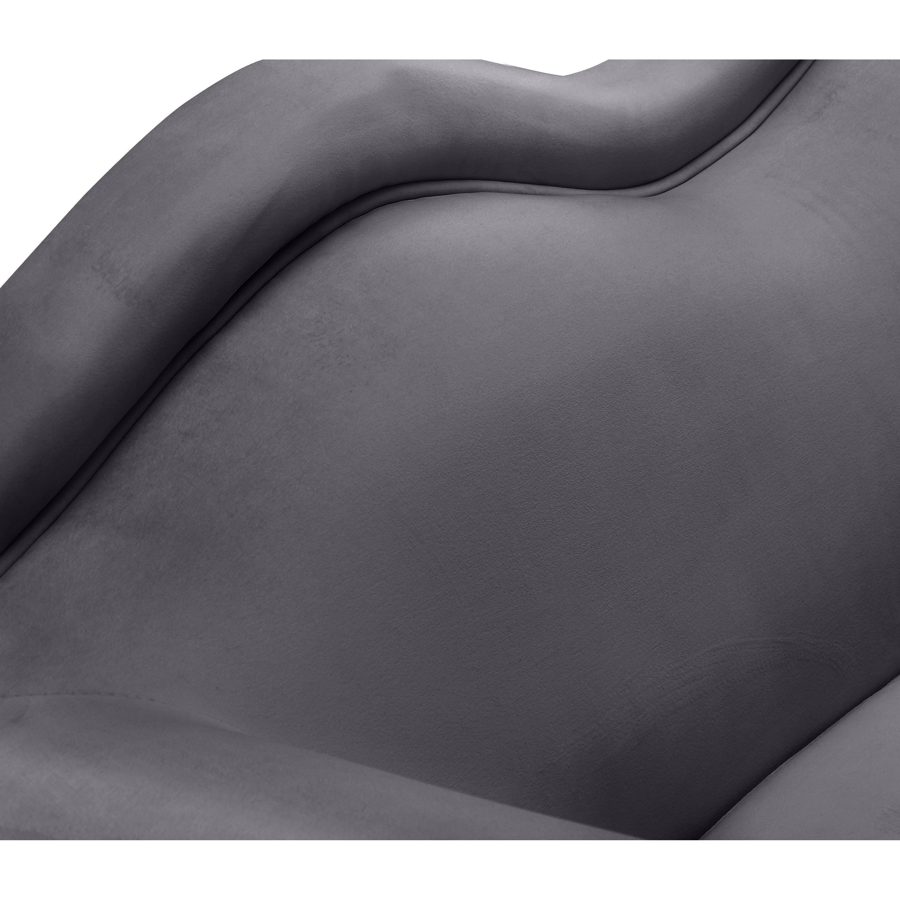 Meridian Lips Grey Velvet Chair