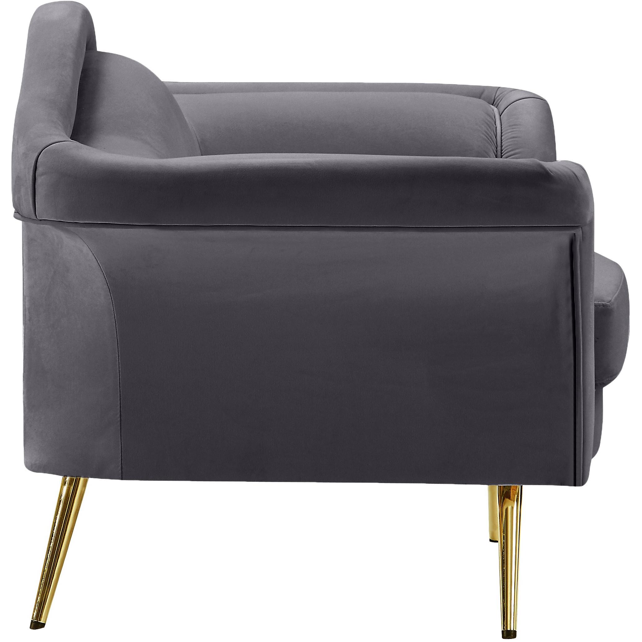 Meridian Lips Grey Velvet Chair