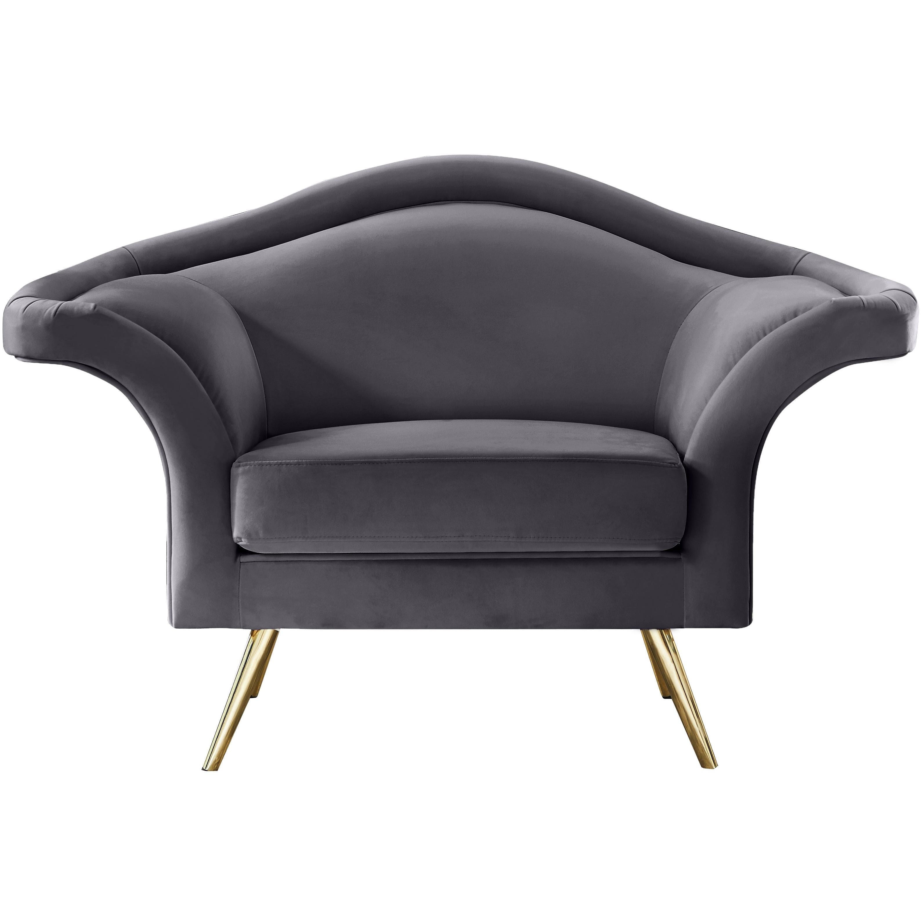 Meridian Lips Grey Velvet Chair